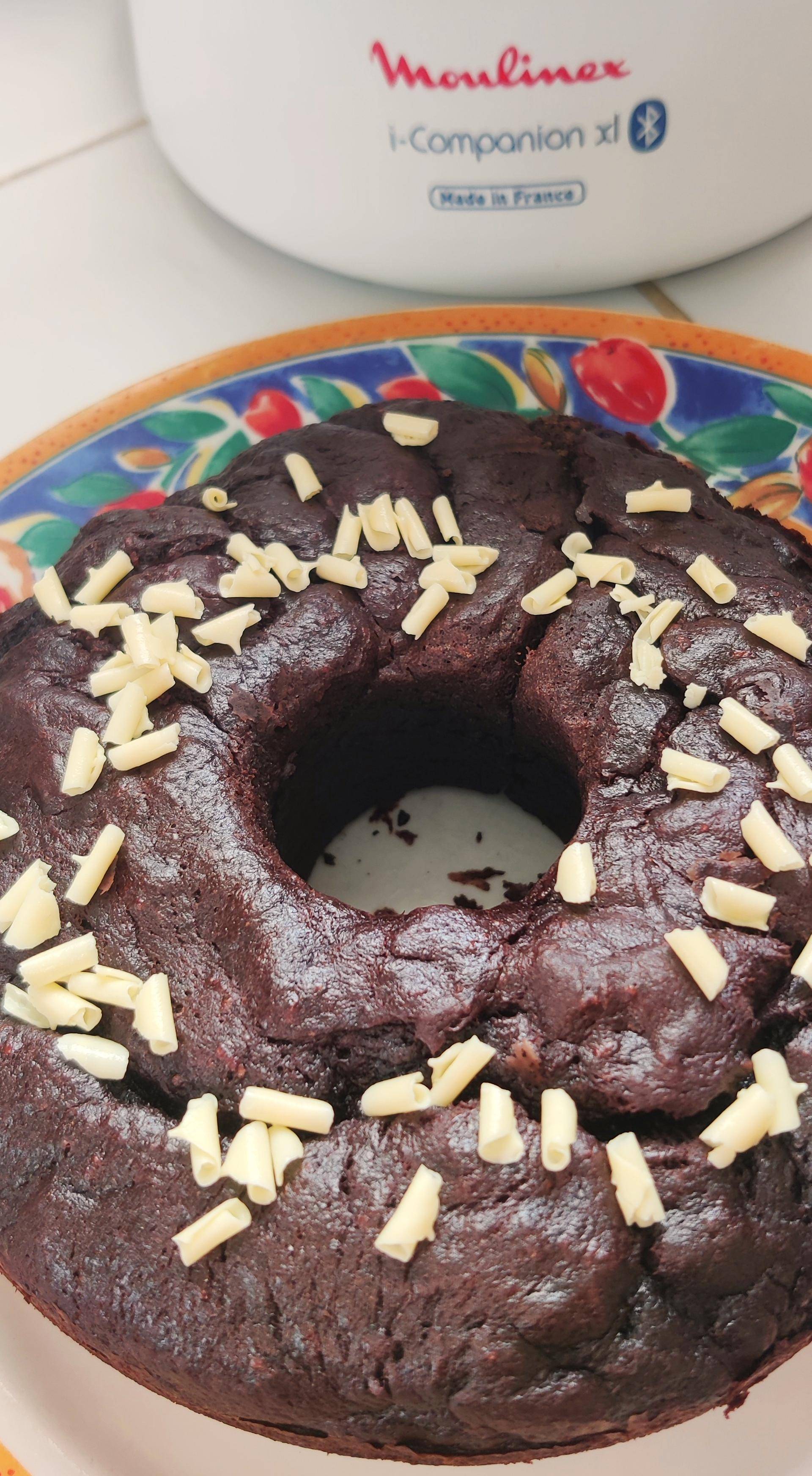 Gâteau courgette, farine de maïs violet, chocolat - Recette Companion Connect XL | Moulinex