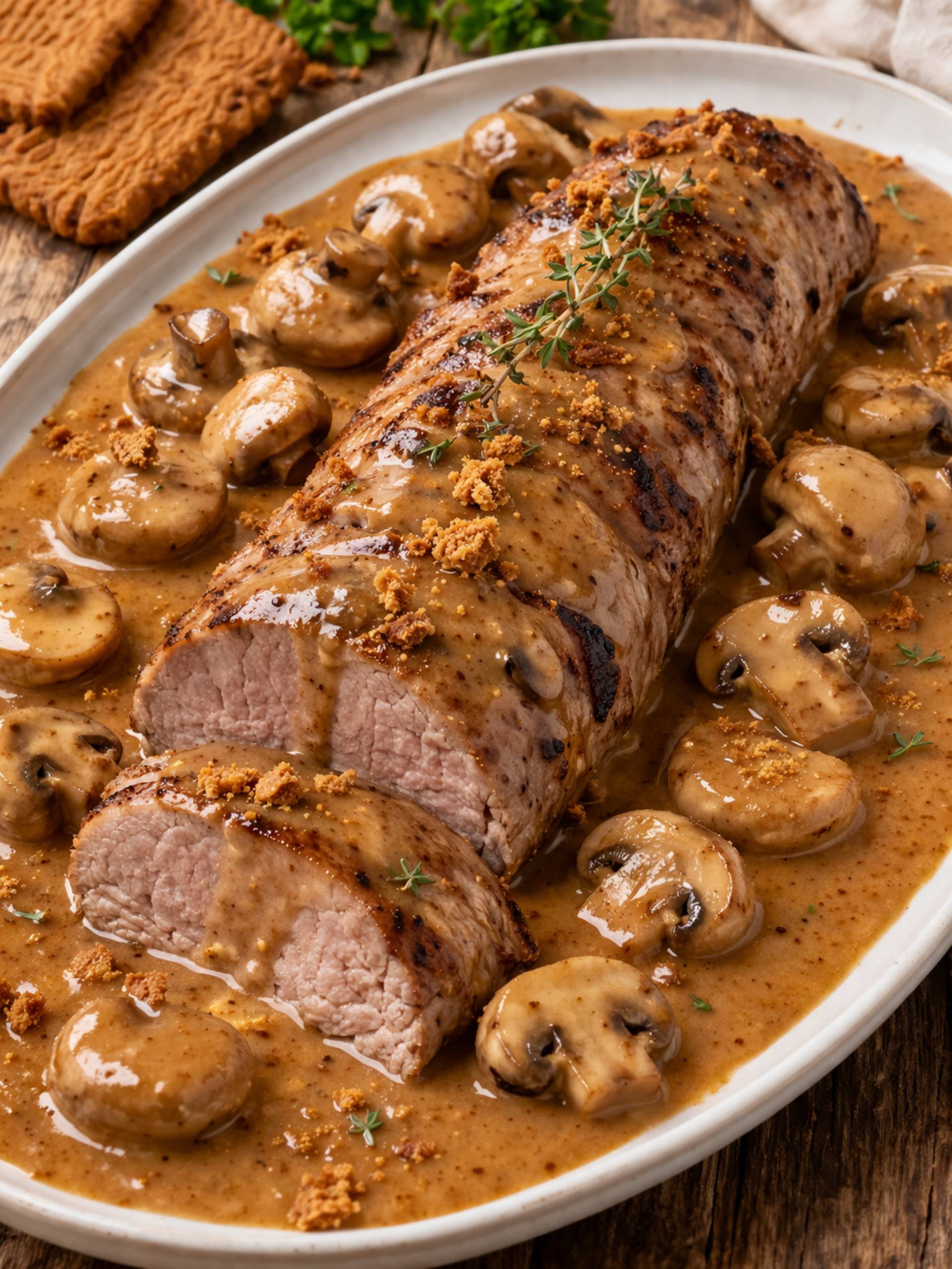 Filet mignon au champignons de paris entier sauce spéculoos - Recette Cookeo | Moulinex