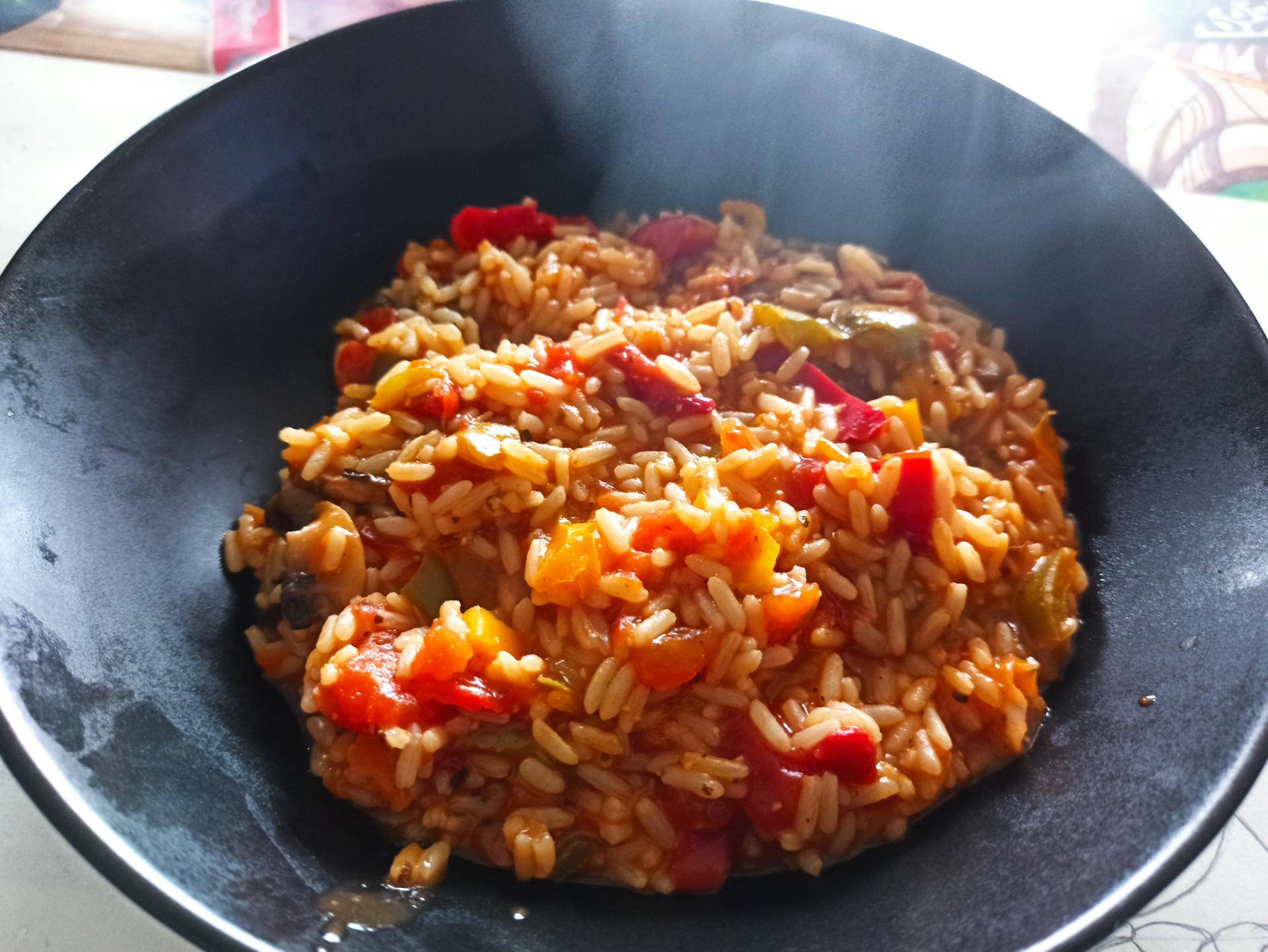 Riz étuvé aux poivrons et champignons - Recepten Cookeo | Moulinex