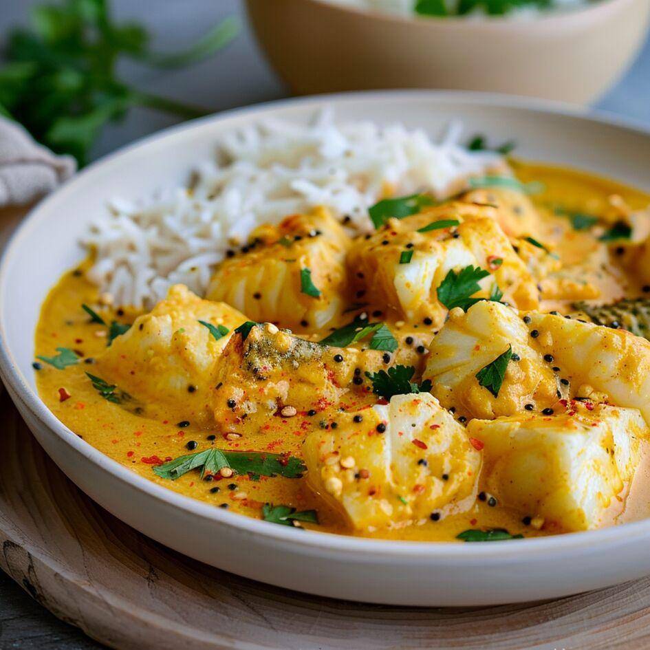 Cabillaud au curry et curcuma - Recepten Easy Fry Compact | Moulinex