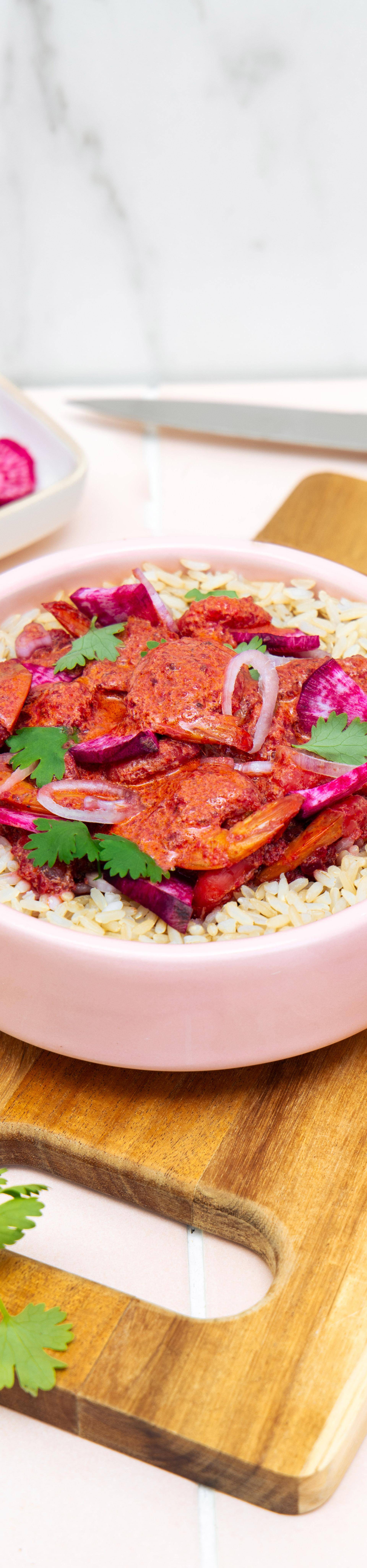 Curry ultra rose, crevettes, coco & betterave - Recette Cookeo Infinity 16in1 | Moulinex