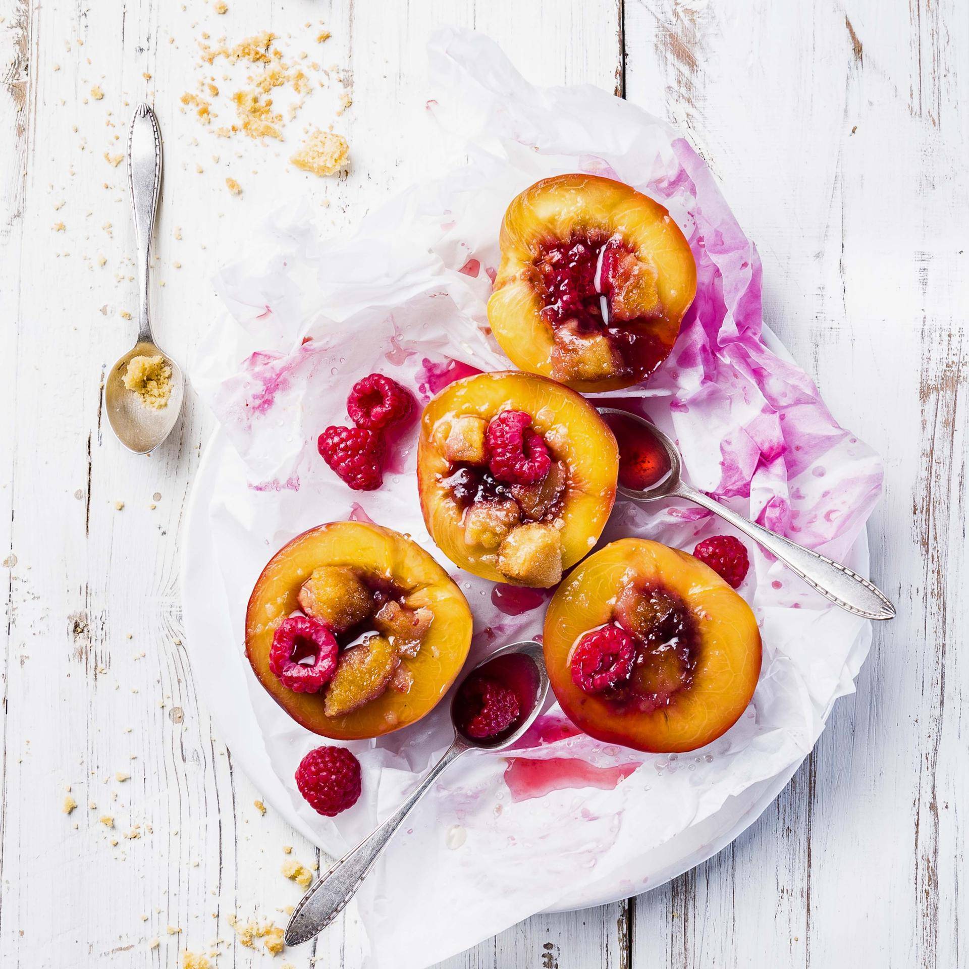 Papillote de pêches aux framboises - Recepten Cuiseur vapeur | Moulinex