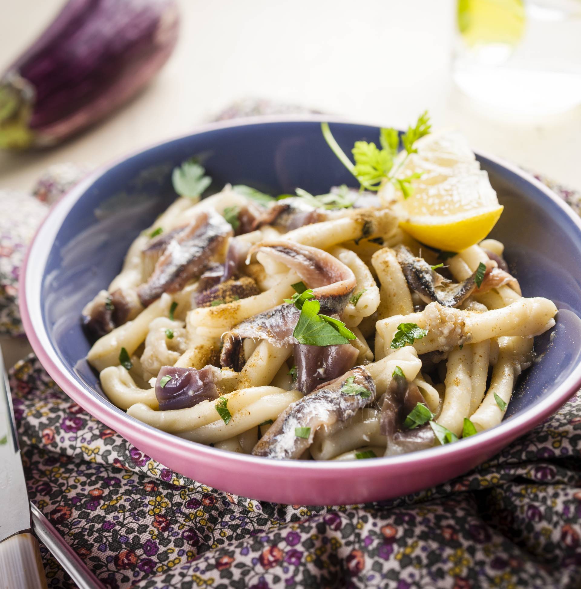 Linguine lardons et aubergine - Recepten Cookeo | Moulinex