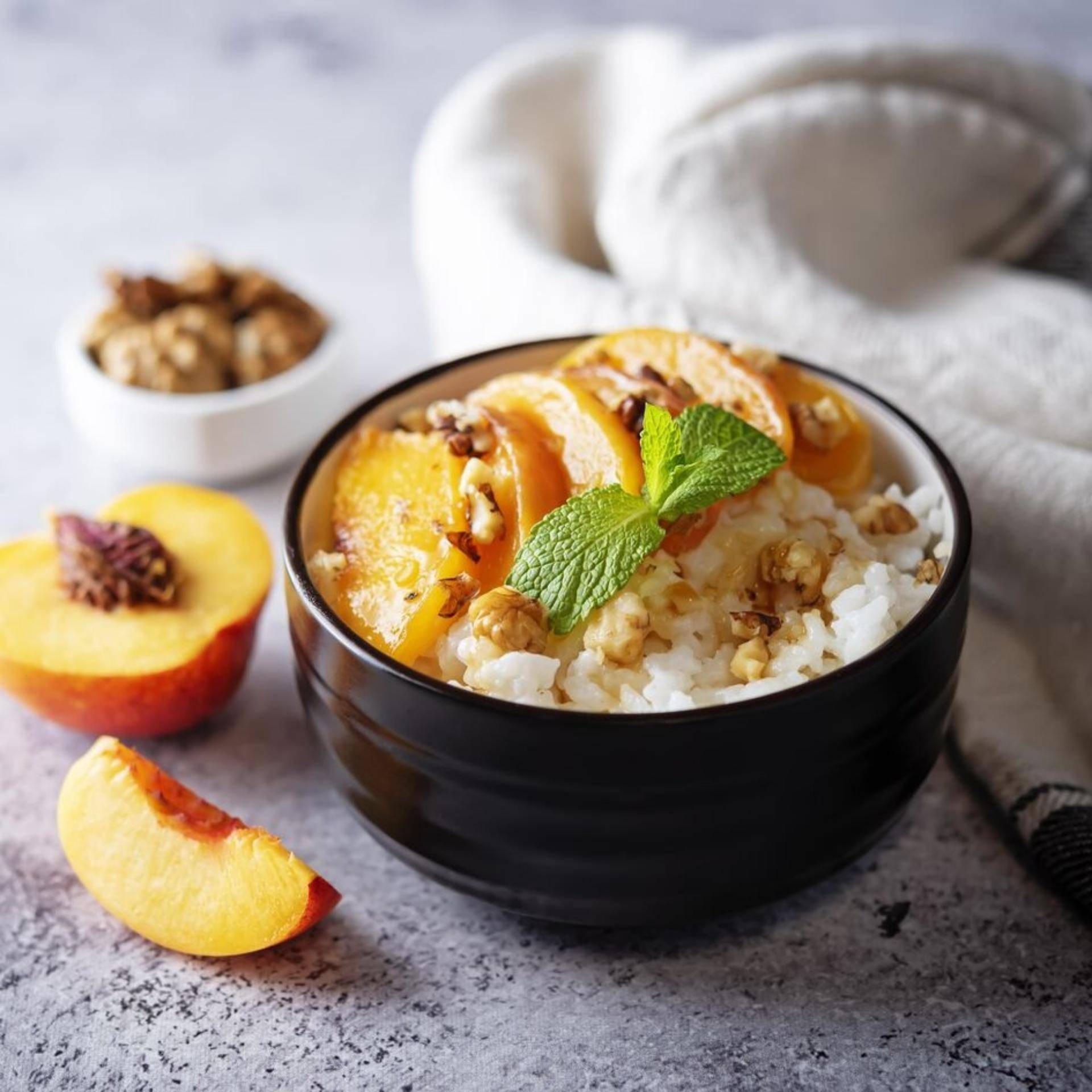 Riz au lait crémeux & nectarines rôties - Recette Companion Connect | Moulinex