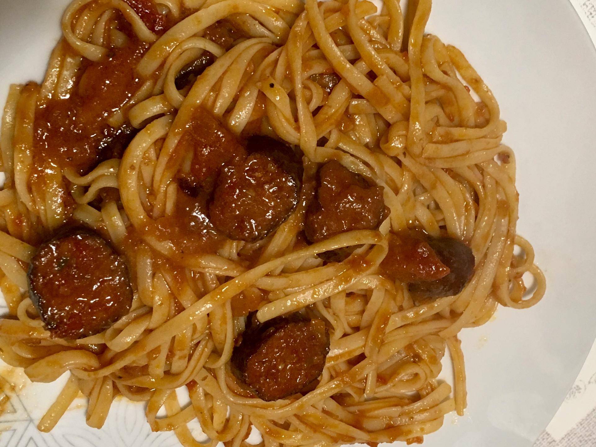 Linguine à la sauce tomate et à la saucisse - Recepten Companion Connect | Moulinex