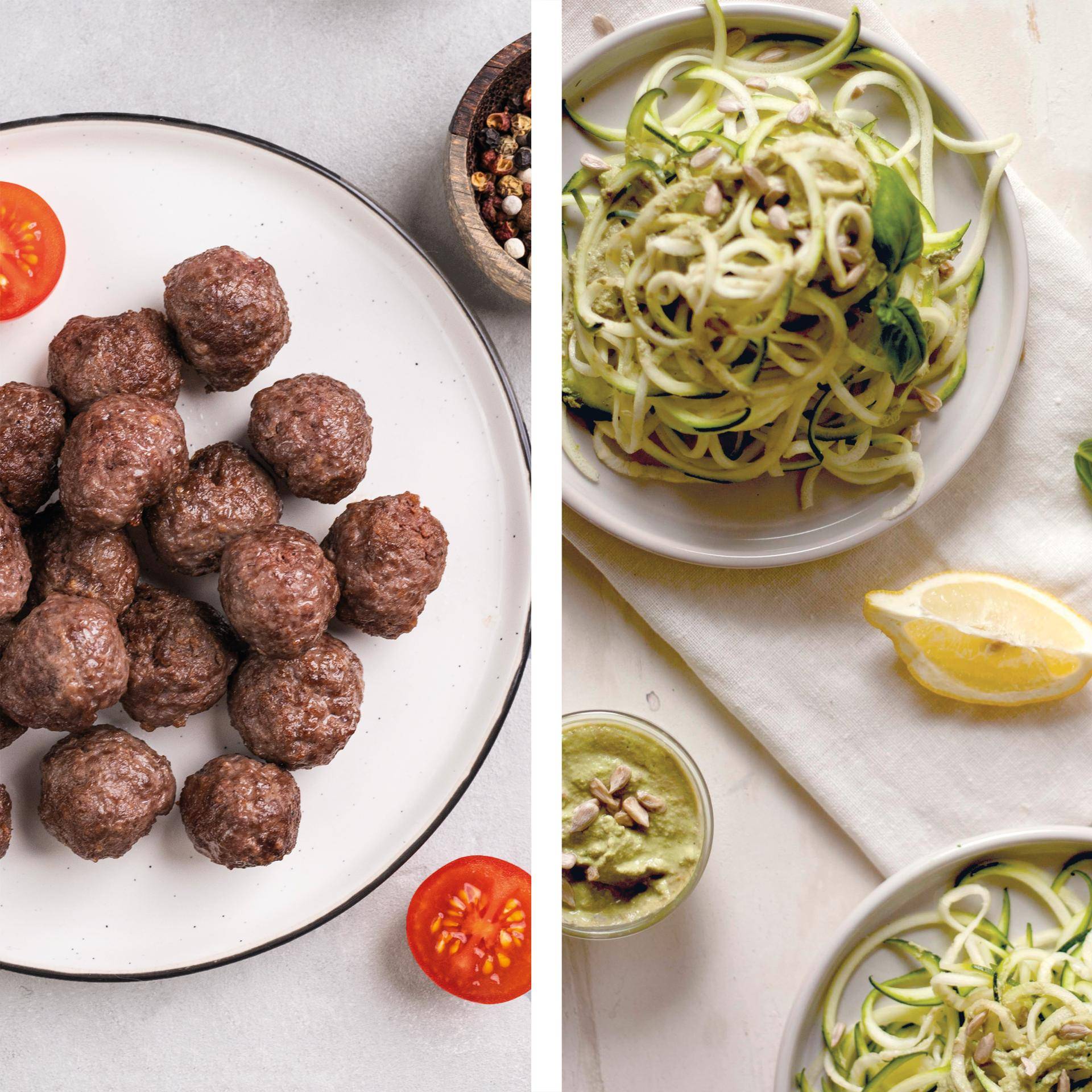 Boulettes de viande et spaghettis de courgettes - Recette DUAL EASY FRY XXL | Moulinex