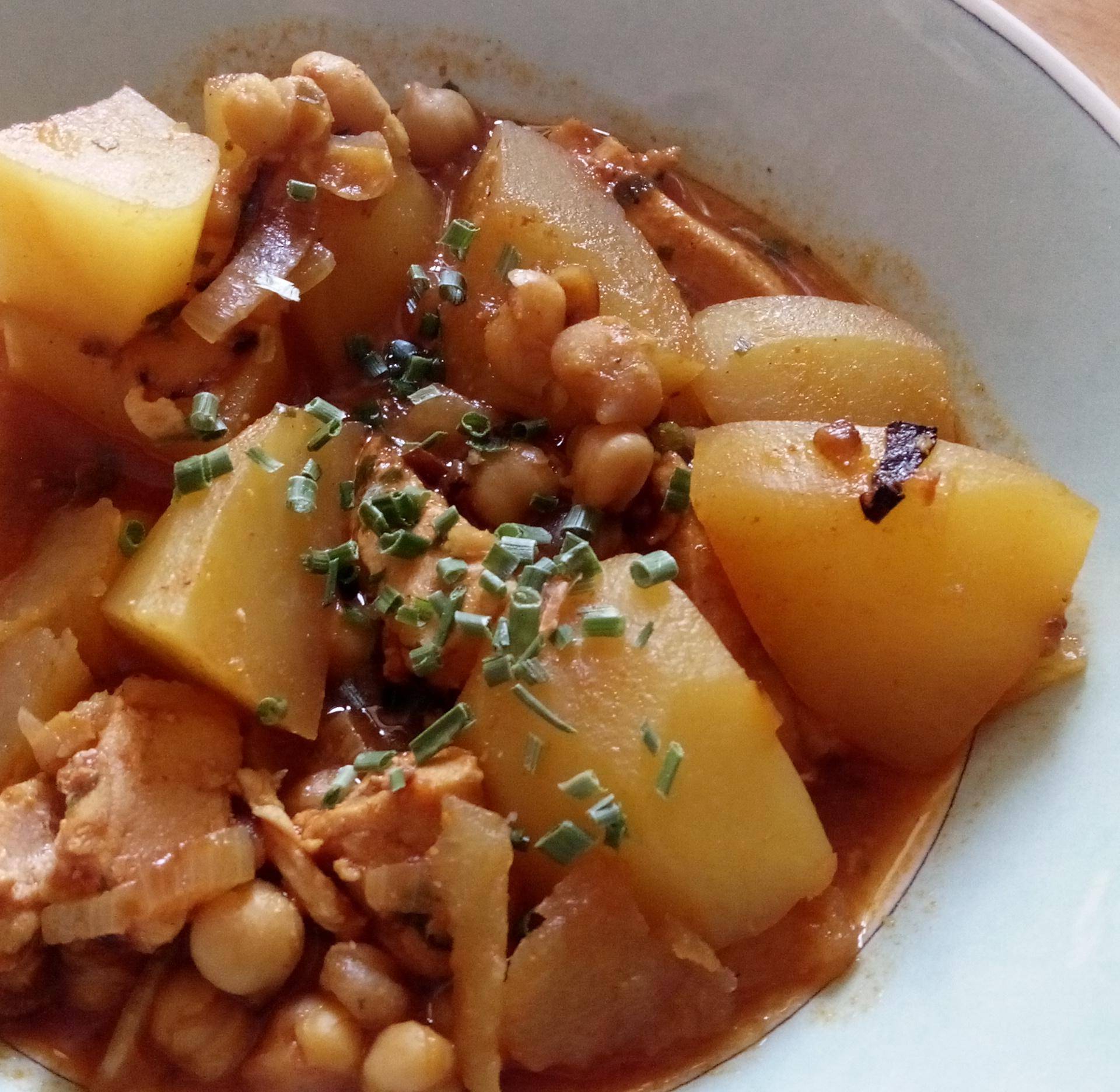 Tajine escalope pomme de terre et pois chiche - Recette Cookeo | Moulinex