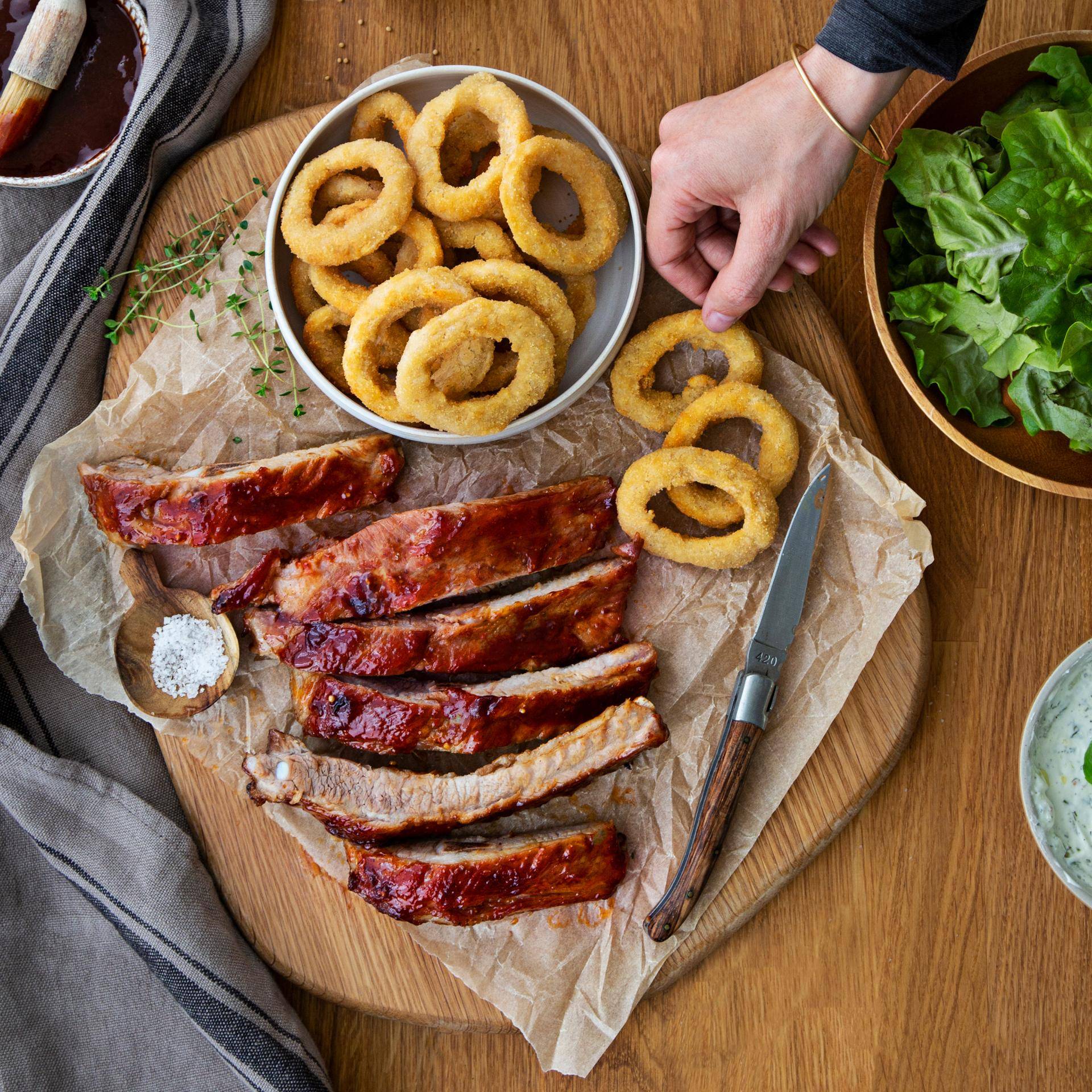 Côtes de porc et onion rings - Recette EASY FRY & GRILL 2 in 1 XXL | Moulinex