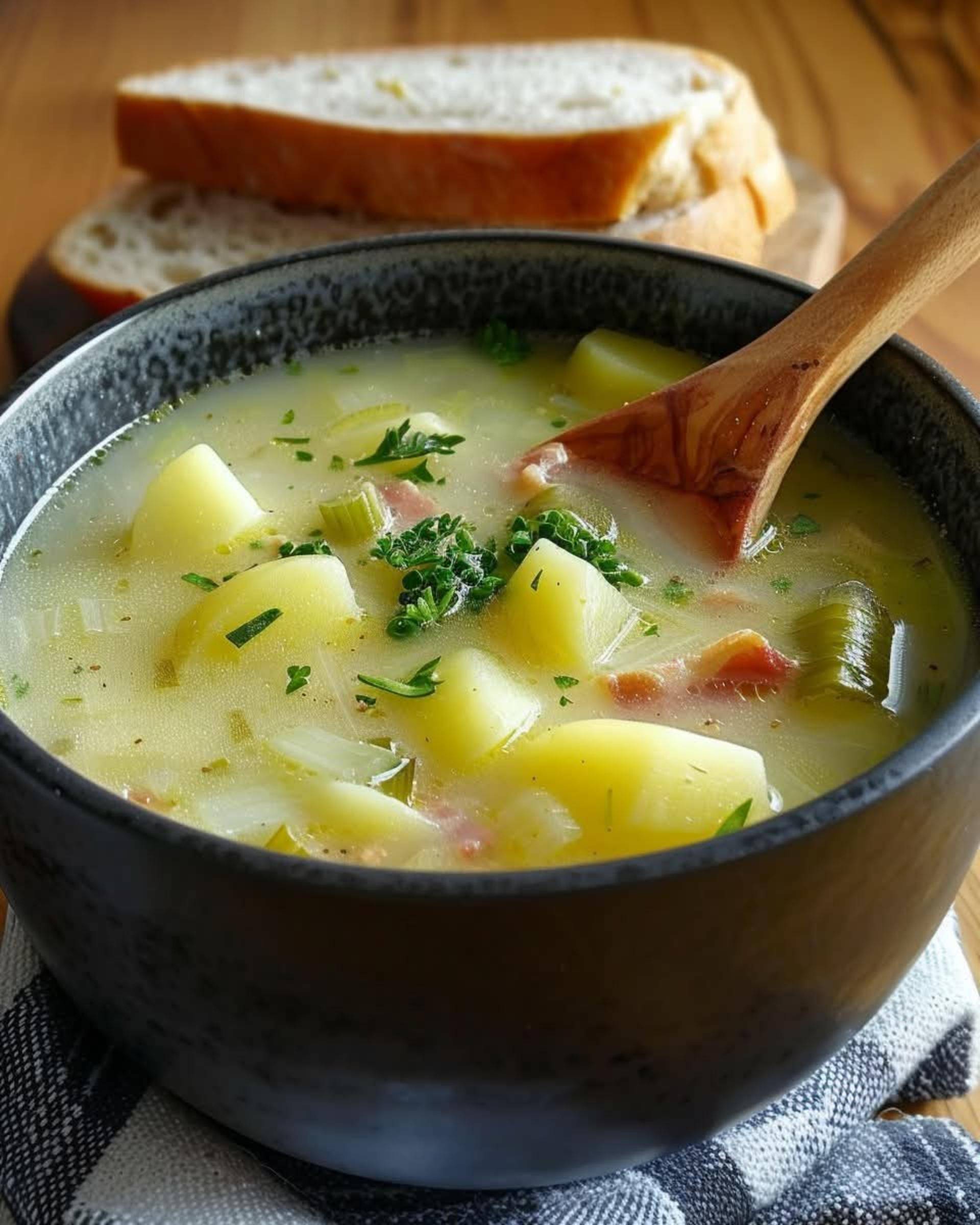 Soupe de pomme de terre, poireau & lardon - Recette Cookeo Infinity Autostir | Moulinex