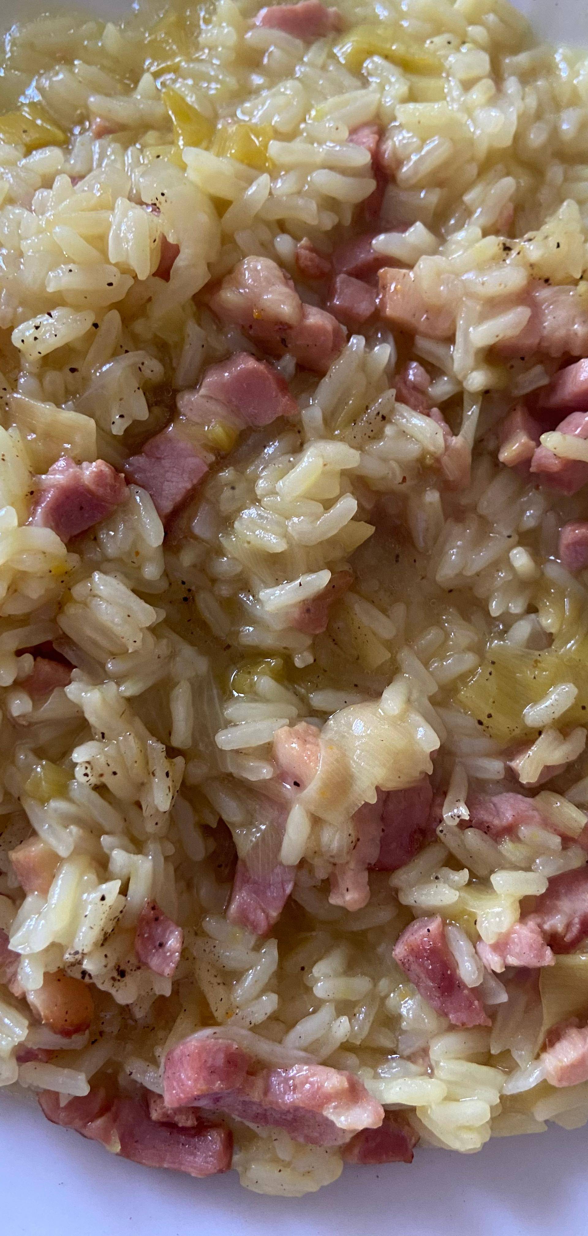 Riz aux poireaux et aux lardons - Recette Cookeo | Moulinex