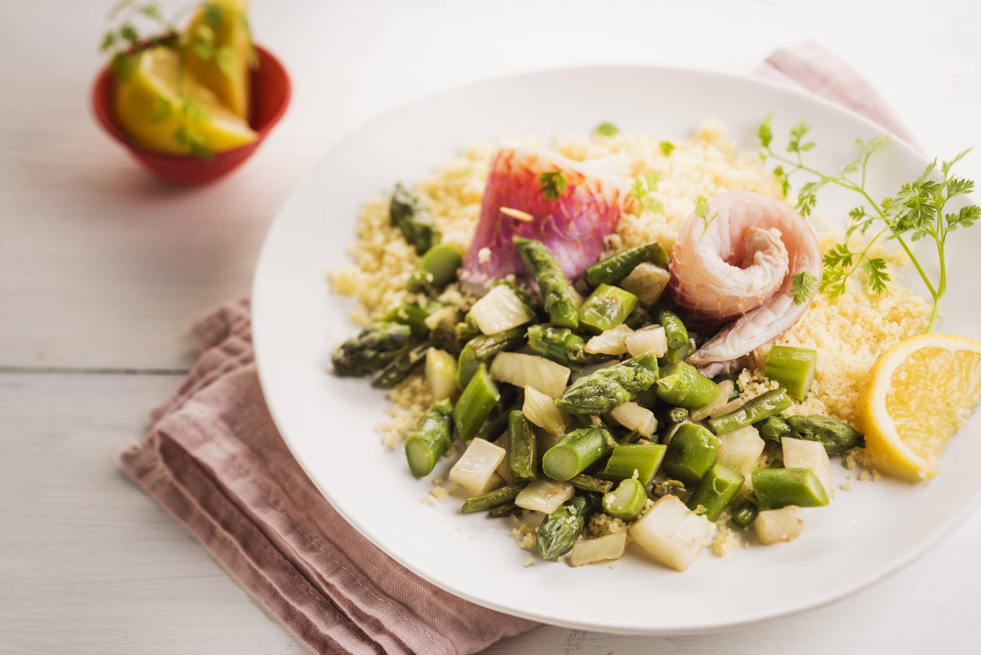 Rouget, semoule et légumes - Recette Cookeo | Moulinex