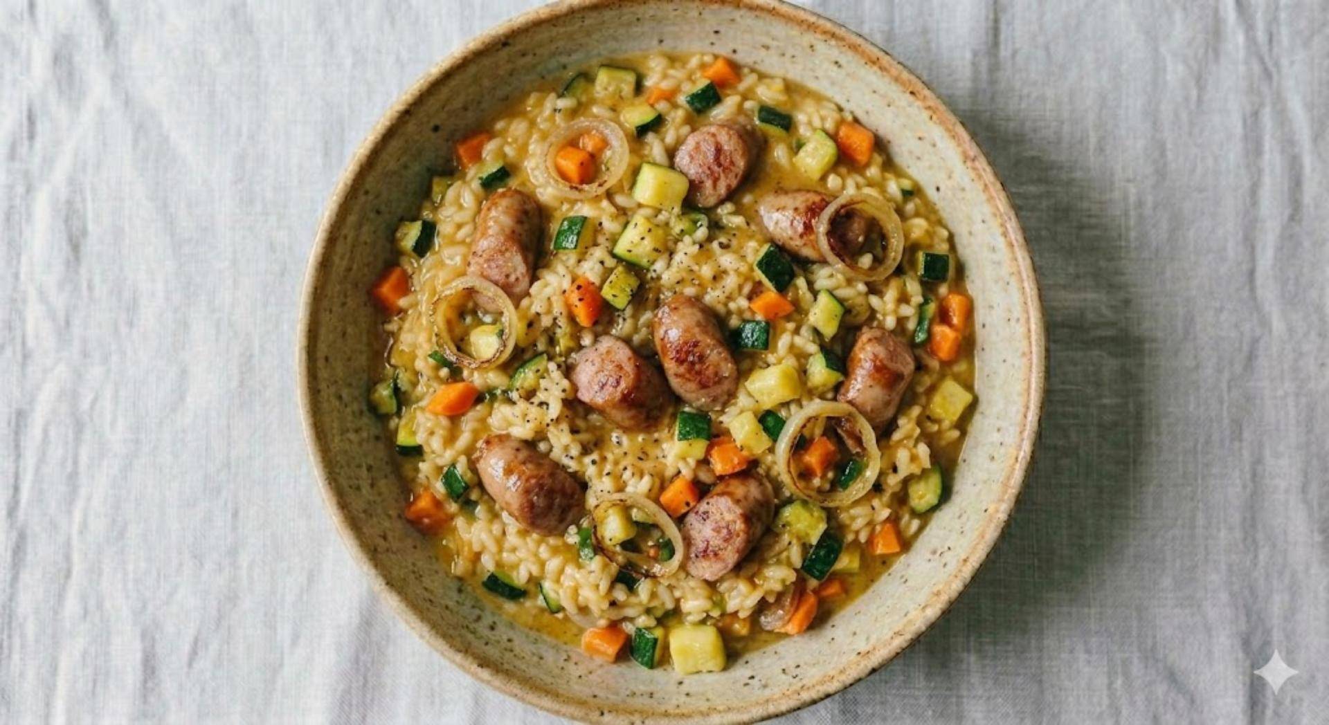 Riz crémeux aux chipolatas, carottes et courgettes - Recette Cookeo V3 | Moulinex