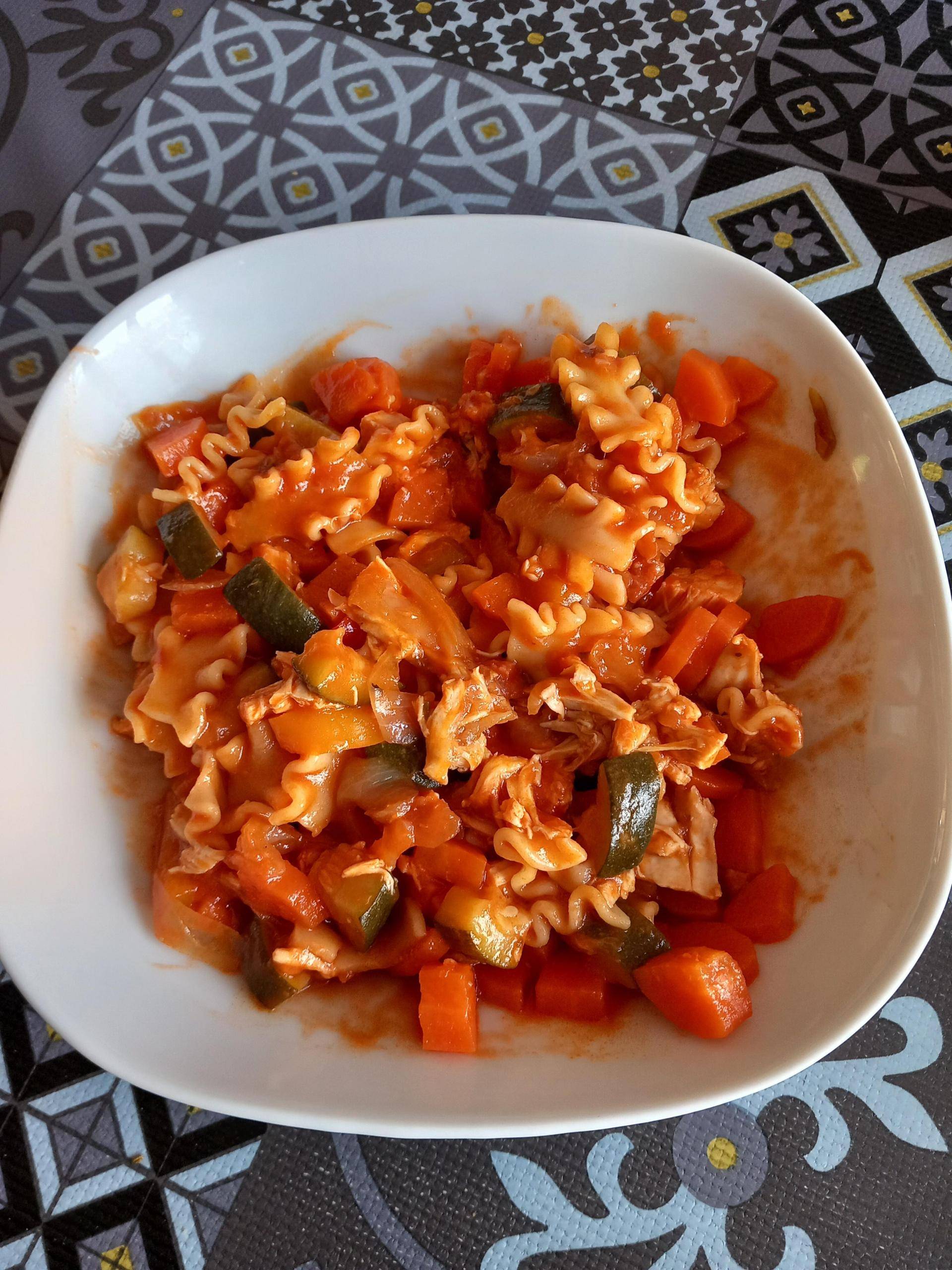 Pâtes, chorizo et petits légumes - Recepten Cookeo | Moulinex