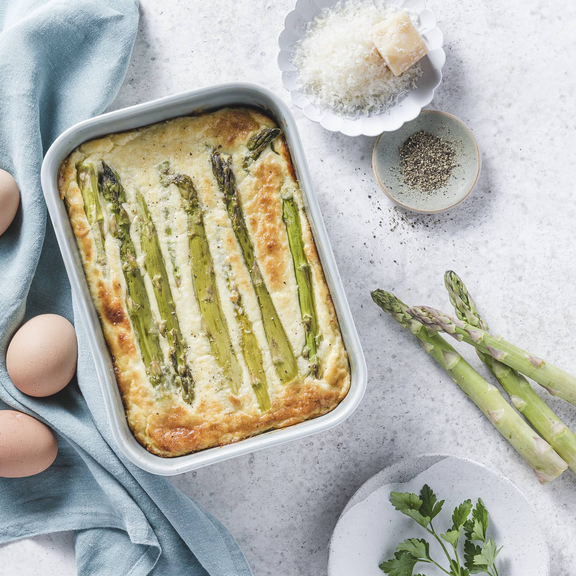 Flan salé aux asperges vertes et amandes - Recette Companion | Moulinex