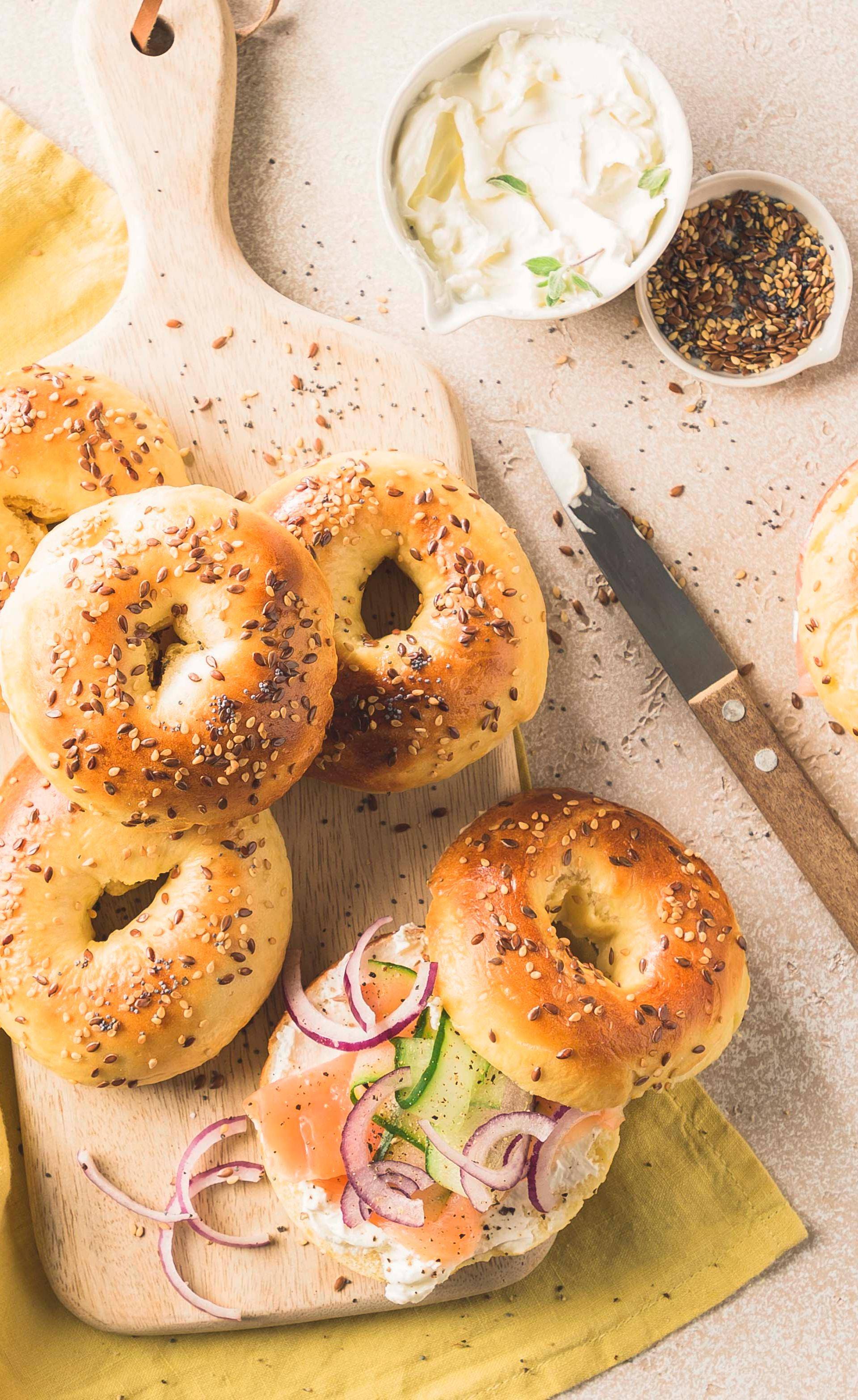 Vegetarische bagels met geitenkaas en honing - Recette Multifunction Airfryer Oven Digital | Moulinex
