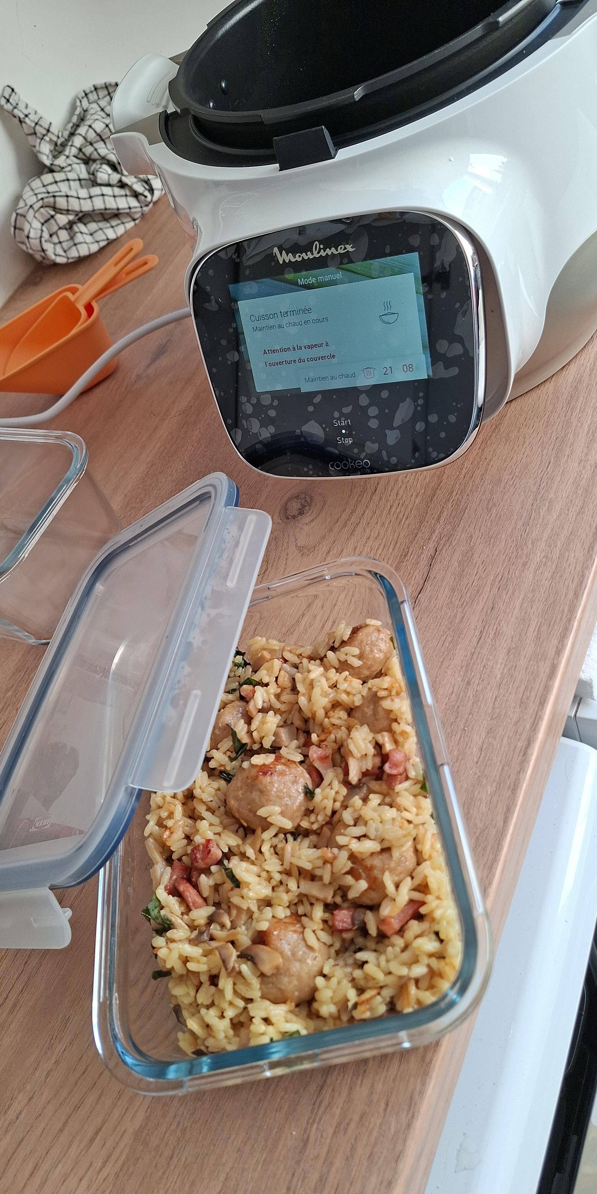 Risotto boulettes porc lardons champignons - Recette Cookeo V3 Mini | Moulinex