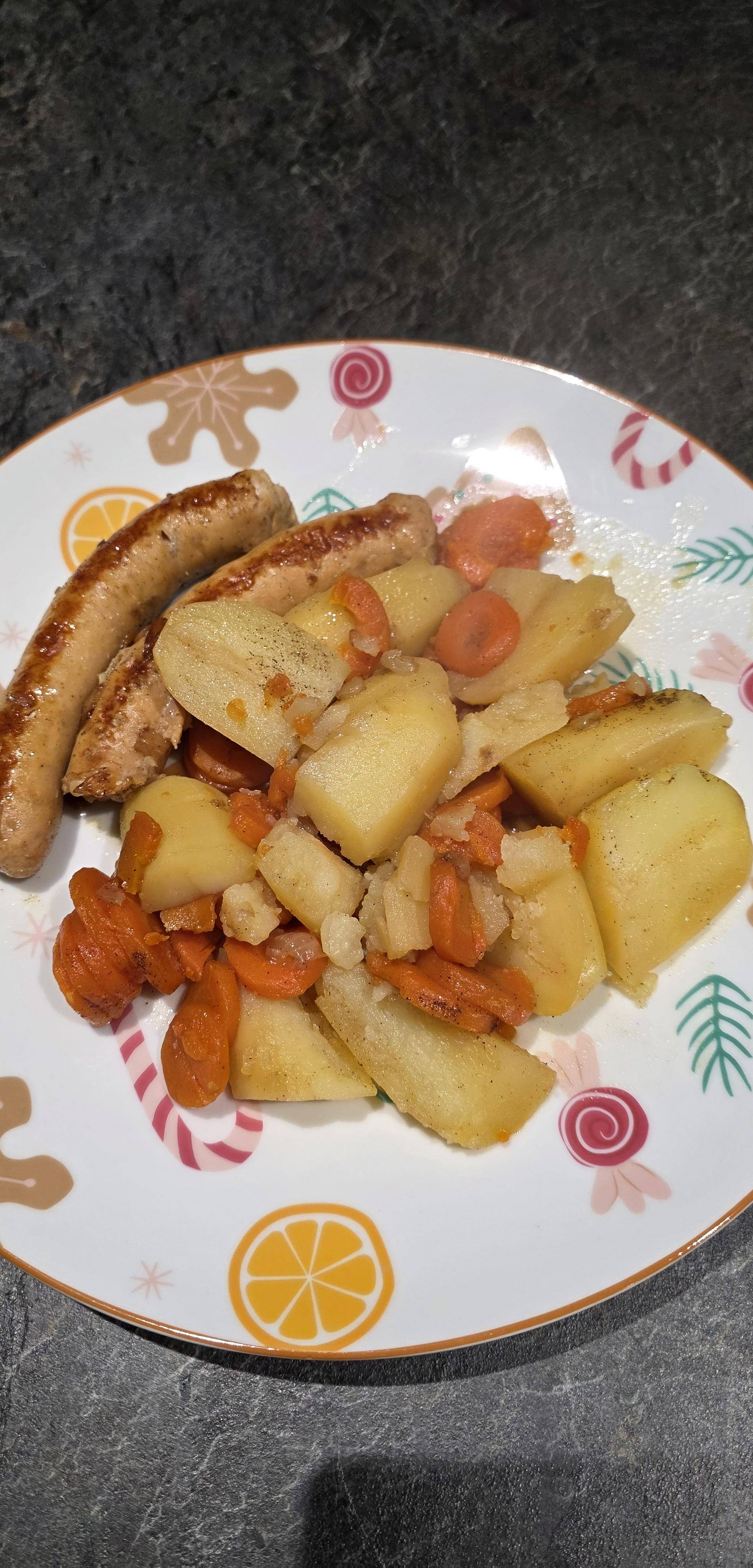 Saucisse de poulet, carottes surgelées avec des pommes de terre - Recette Cookeo Infinity Autostir | Moulinex