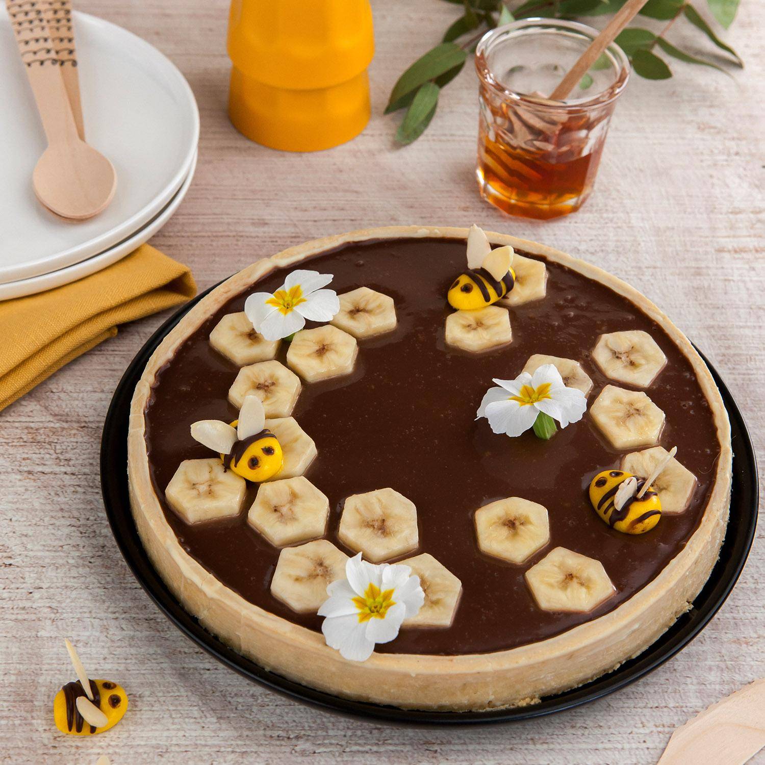 Tarte abeilles chocolat caramel banane - Recepten Companion | Moulinex