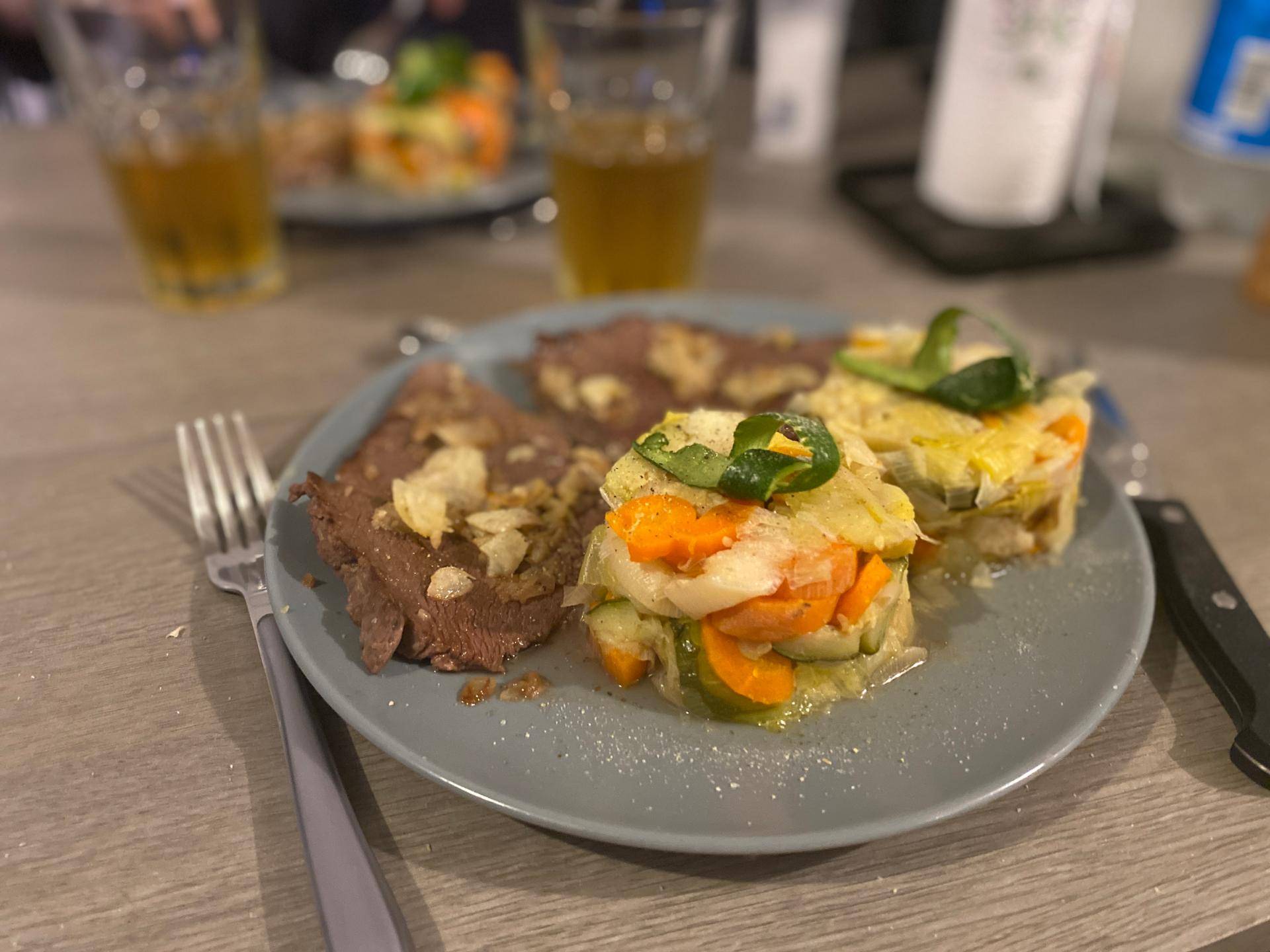 Onglet de bœuf et sa fondue de légumes - Recette Cookeo | Moulinex