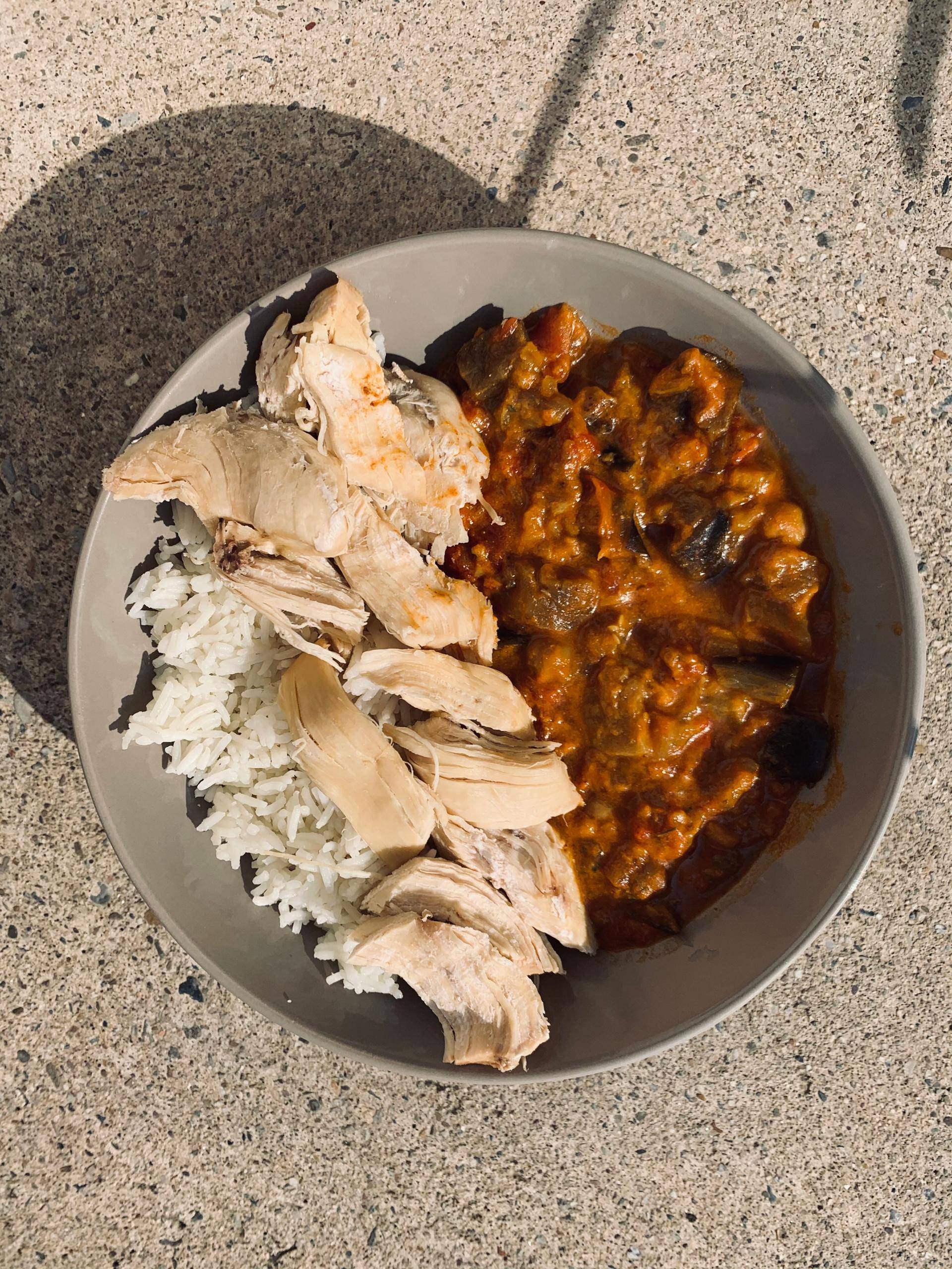 Curry d’aubergines aux pois chiches et lait de coco - Recette Cookeo | Moulinex