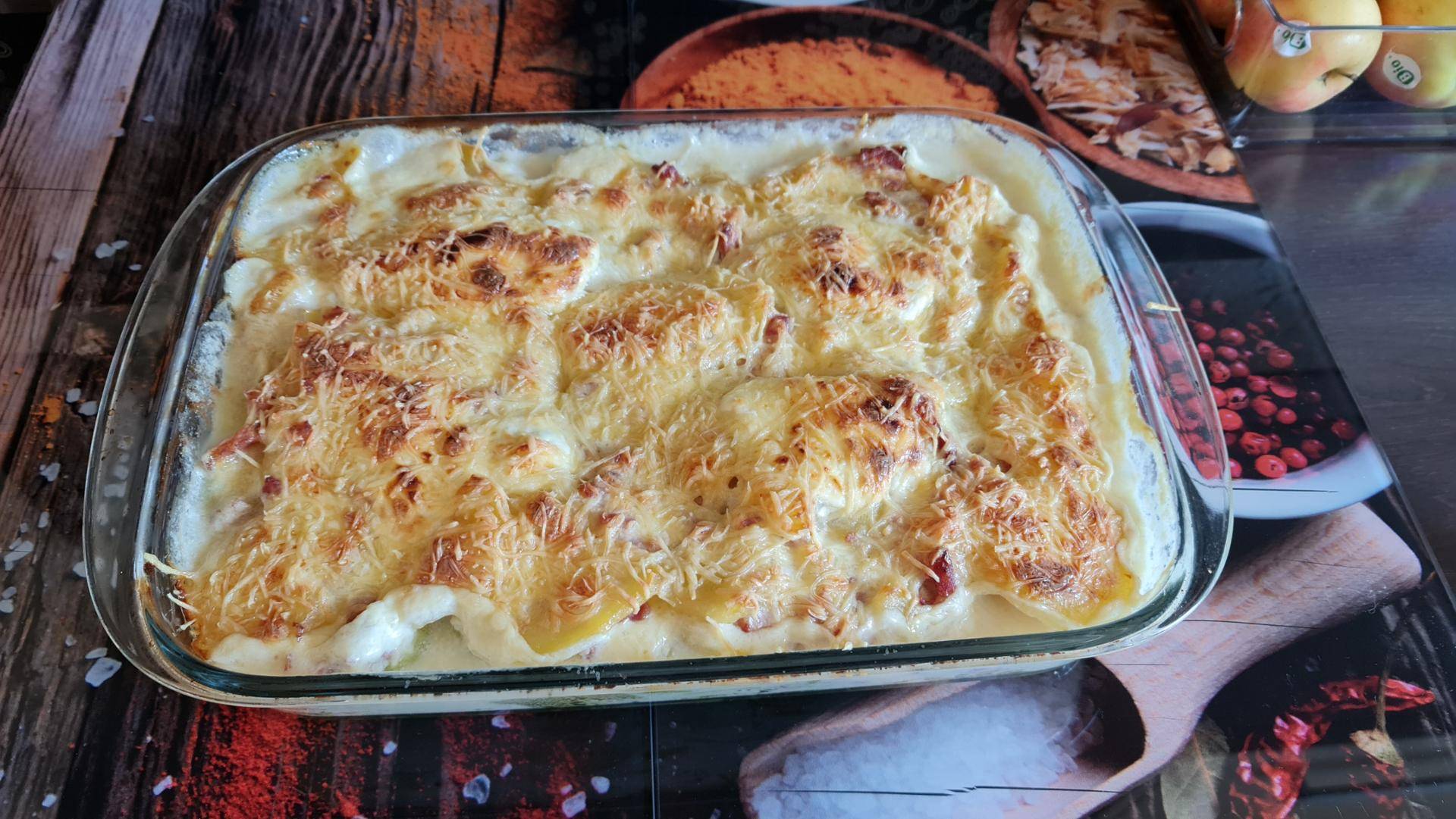 Gratin courgette pomme de terre lardons - Recepten Companion Connect XL | Moulinex