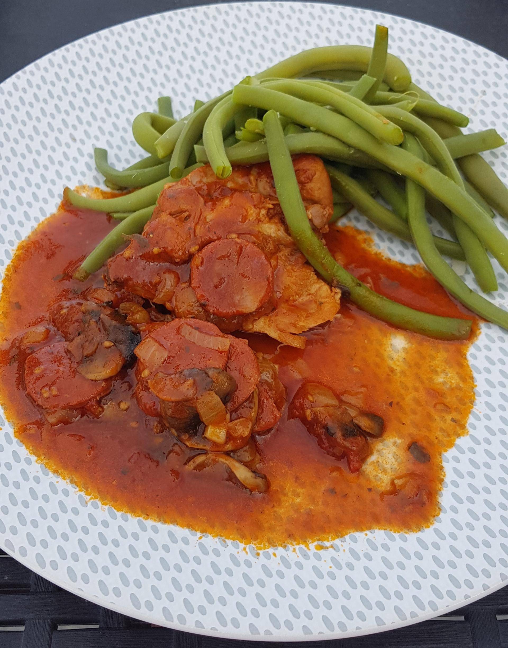 Poulet tomates champignons et chorizo - Recette Cookeo | Moulinex