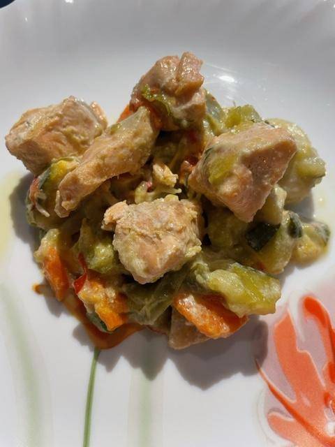 Curry vert de saumon ax légumes - Recepten Cookeo V3 | Moulinex