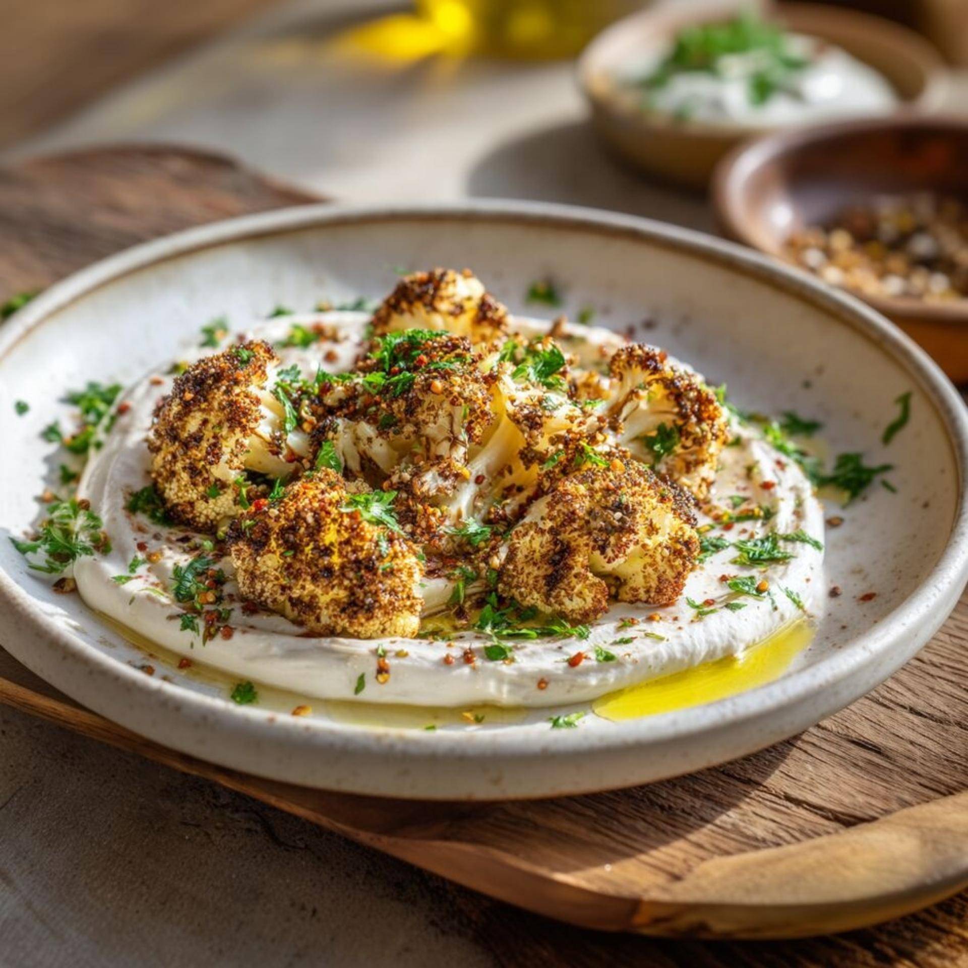 Chou-fleur rôti au zaatar, sauce yaourt-tahini - Recette Companion Connect | Moulinex