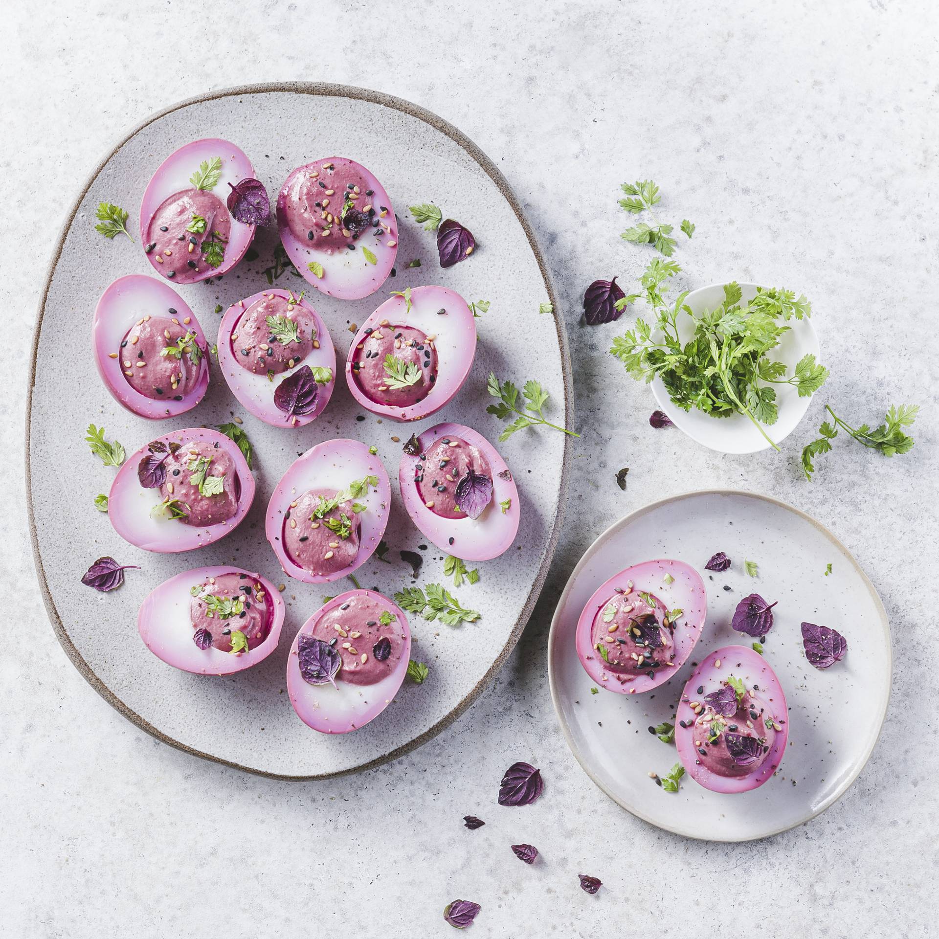 Œufs farcis à la mayonnaise de betterave - Recette Companion Connect XL | Moulinex