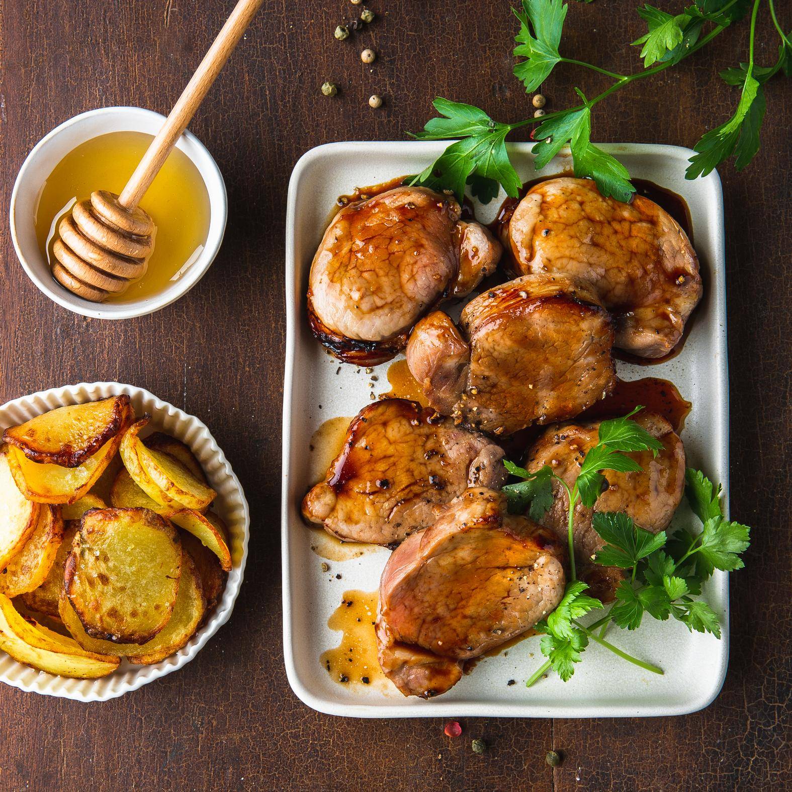 Filet mignon au miel, pommes sarladaises - Recette EASY FRY OVEN & GRILL 9 in 1 | Moulinex