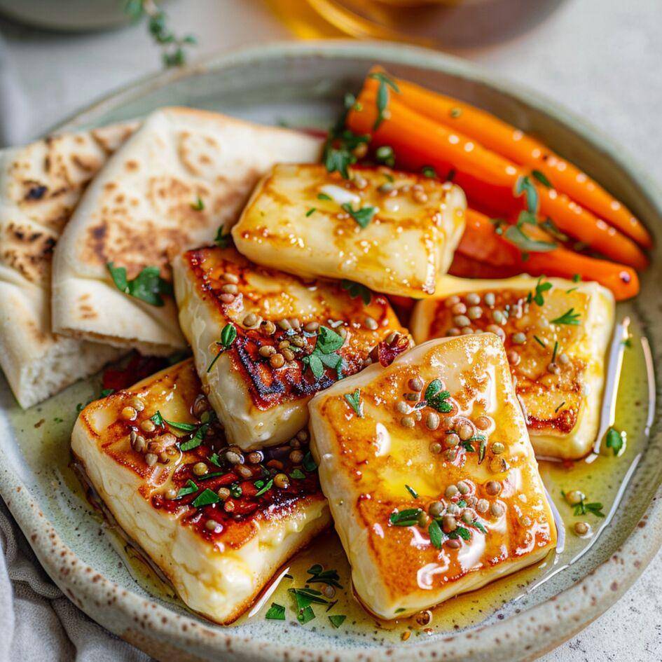 Geroosterde halloumi met honing - Recepten Easy Fry Max | Moulinex