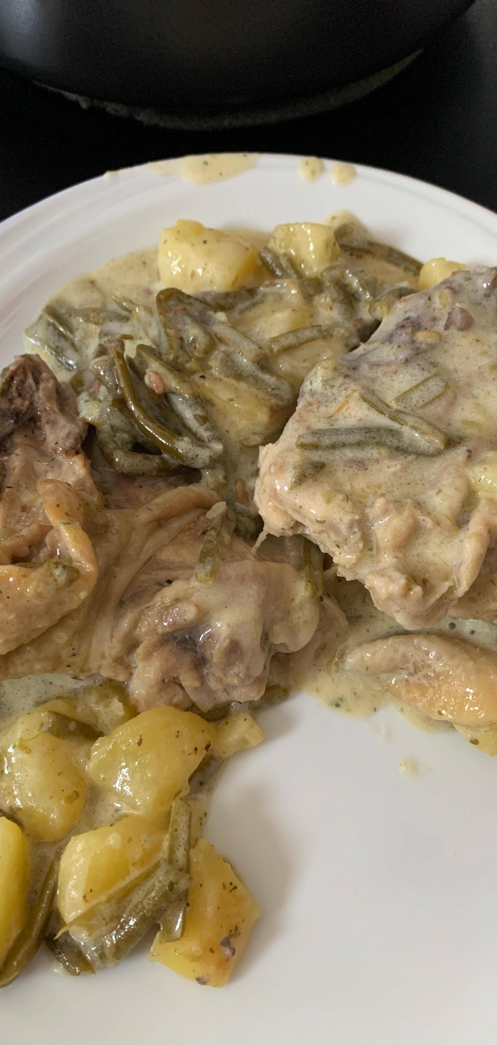 Poulet pomme de terre haricots à la crème - Recette Cookeo | Moulinex