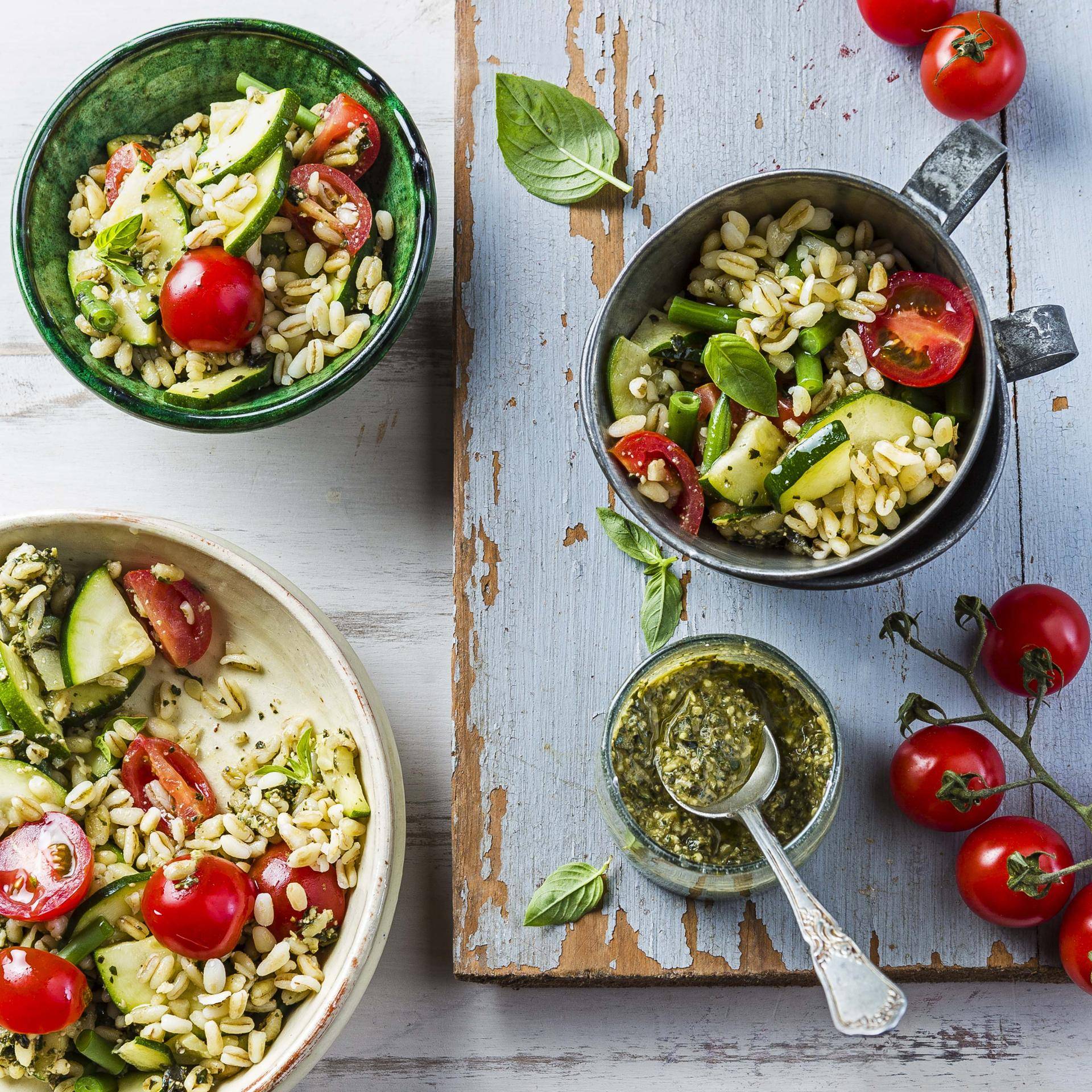 Salade de blé aux légumes et pesto - Recepten Cuiseur vapeur | Moulinex