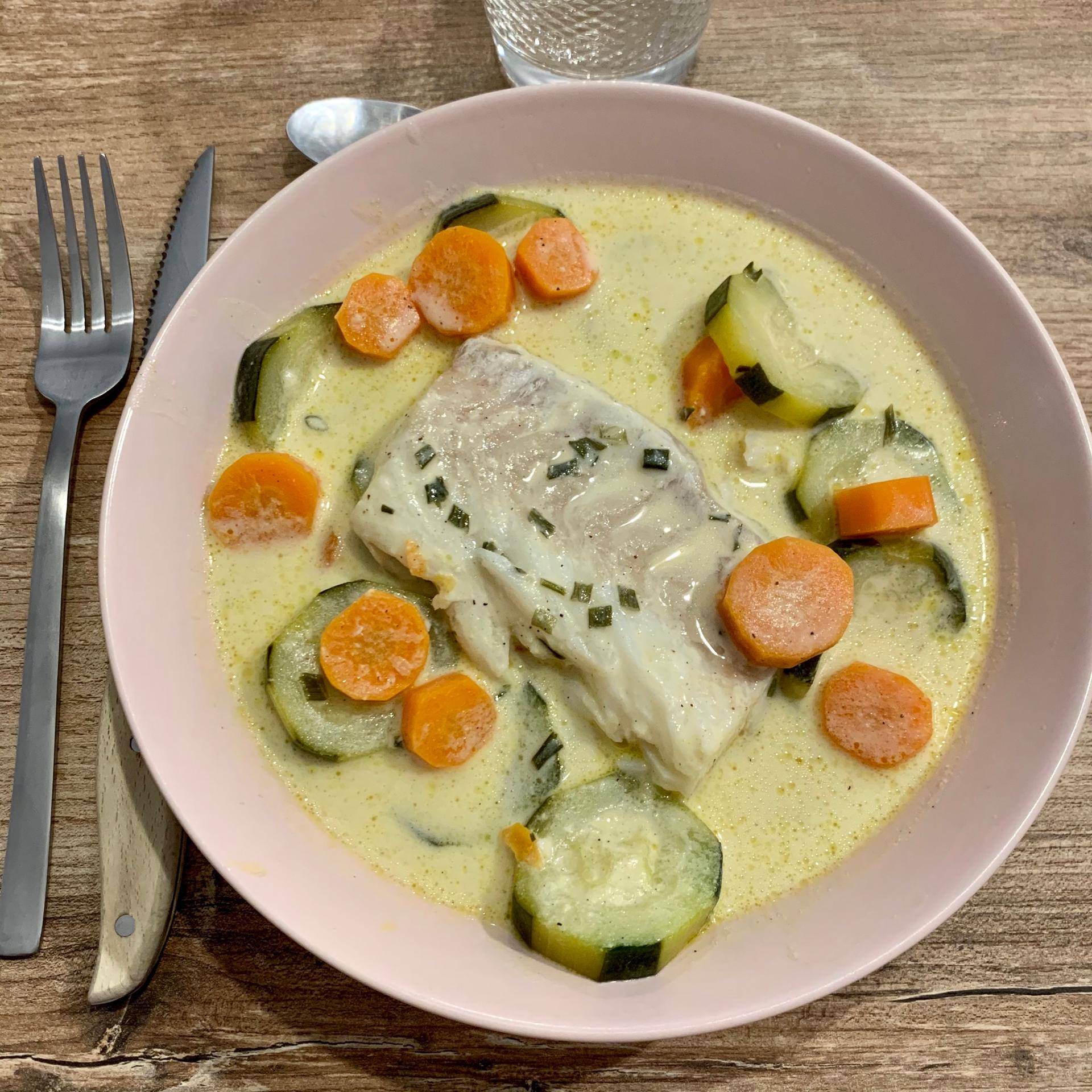 Dos de cabillaud, carottes, courgettes et leur sauce citron - Recepten Cookeo | Moulinex