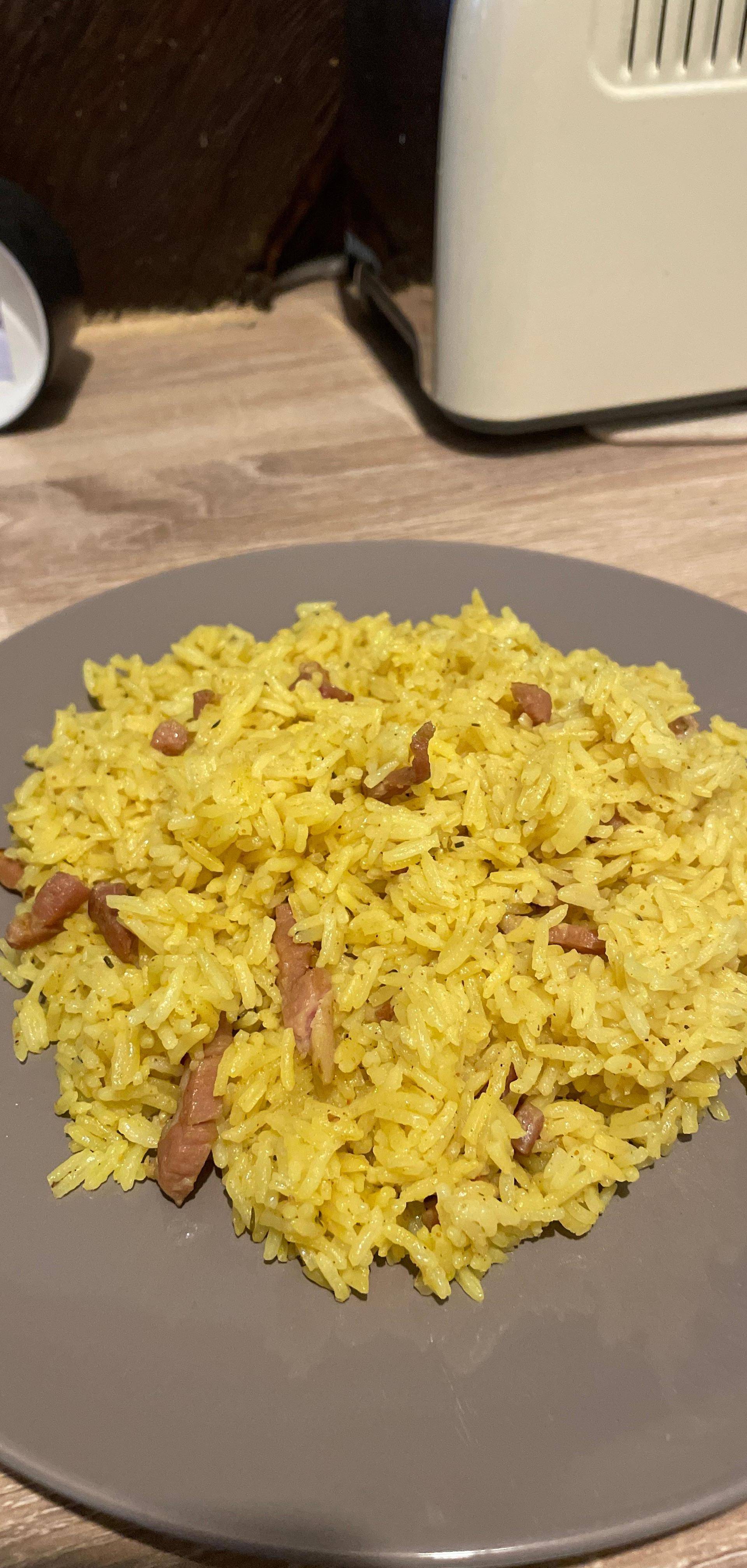 One Pot Riz au curry et aux lardons - Recette Cookeo | Moulinex