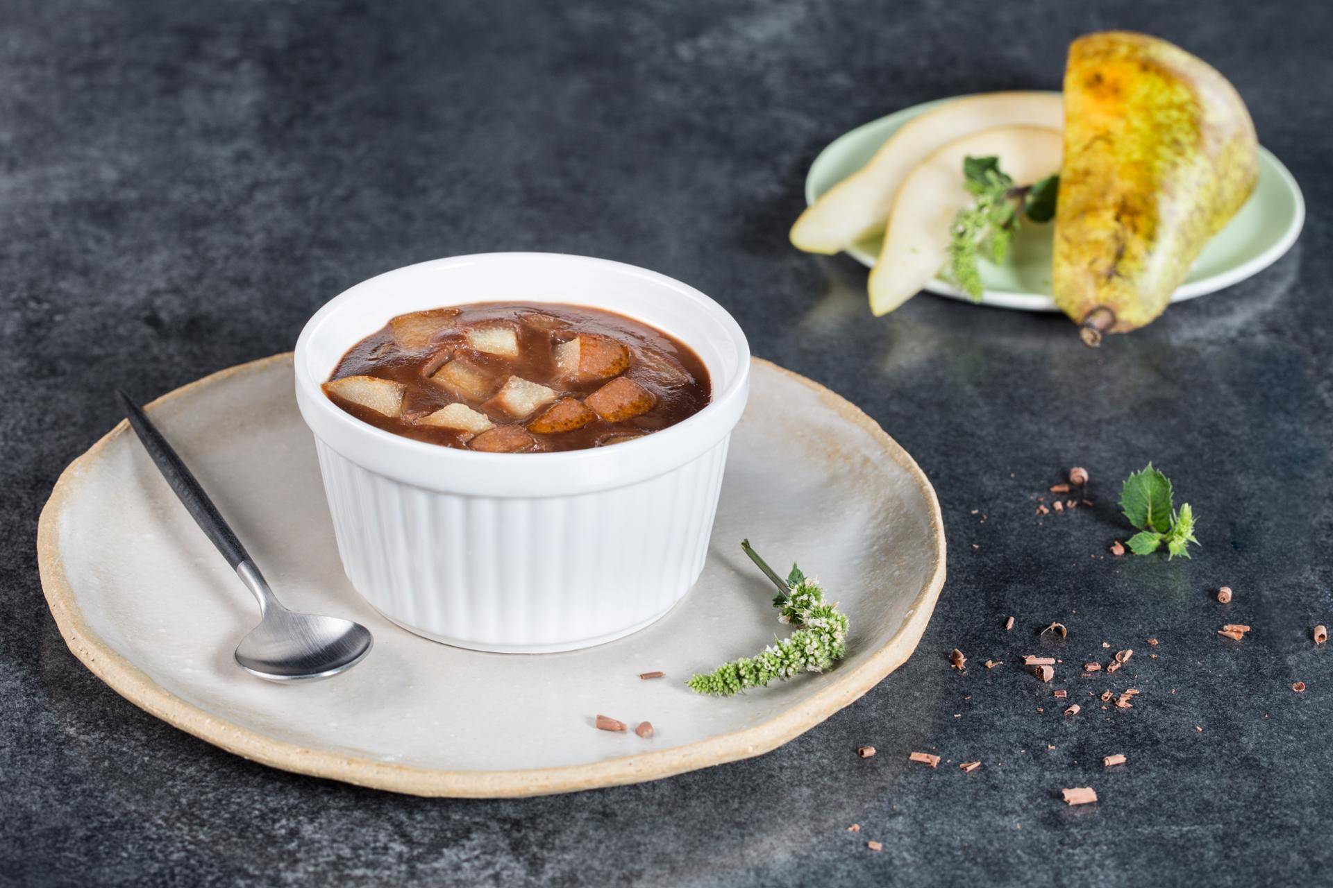 Flan poire chocolat caramel - Recette Cookeo | Moulinex