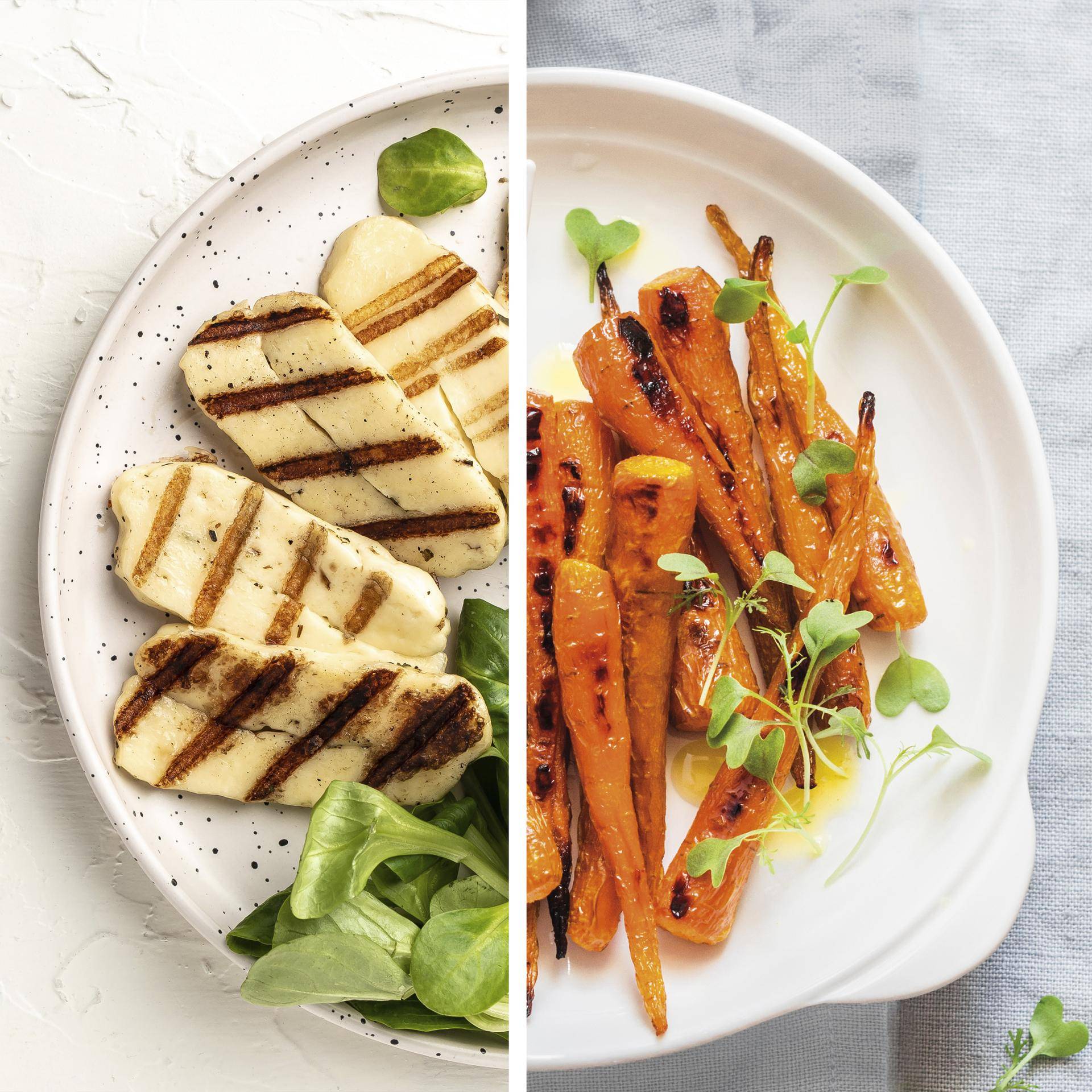 Gegrilde halloumi, pistachenoten en geroosterde wortels - Recepten Dual EasyFry&Grill | Moulinex