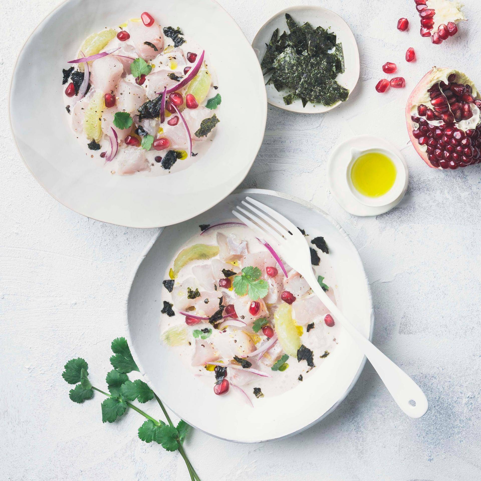 Ceviche de flétan au citron vert et aux algues - Recette Companion | Moulinex