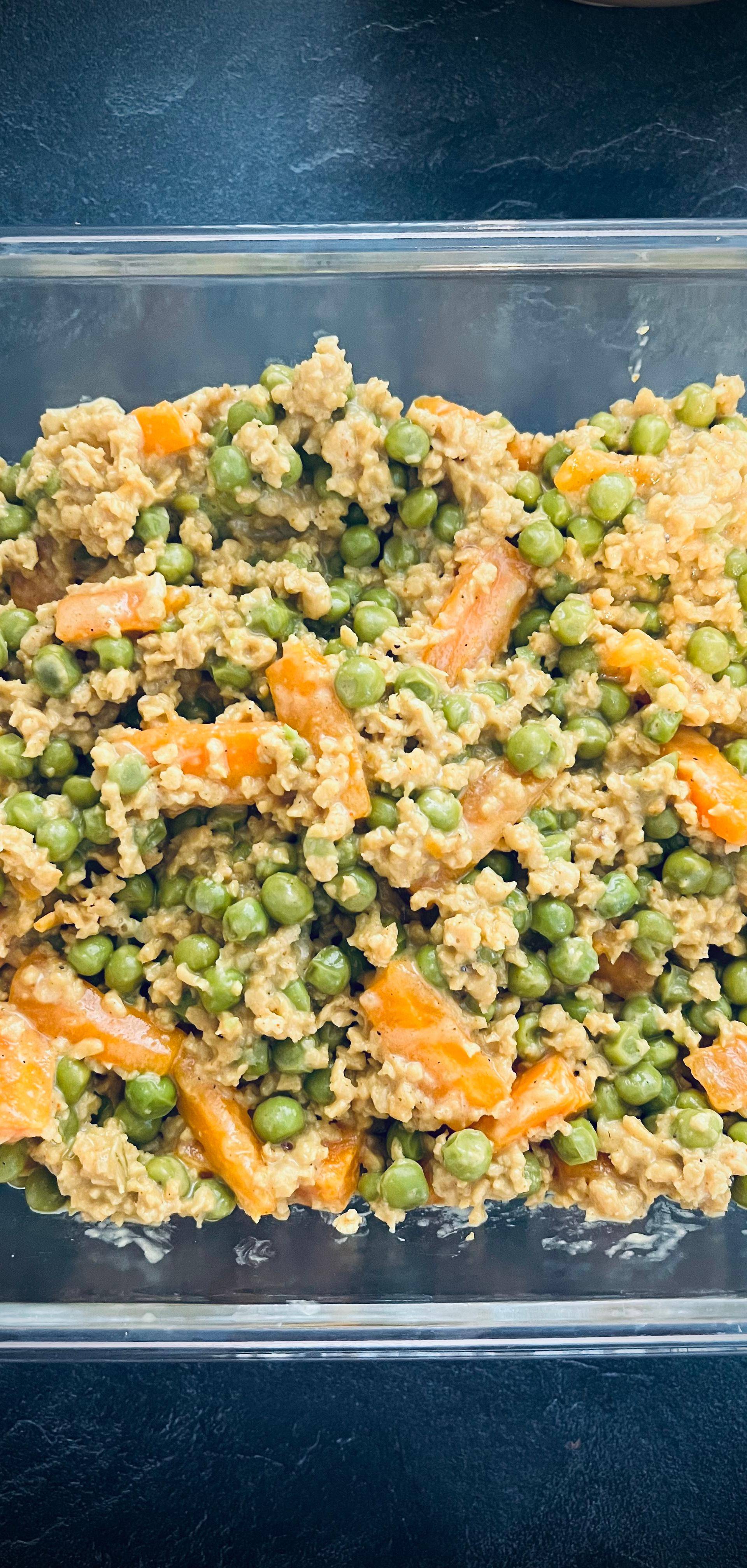 Petits pois ,carottes et protéines de soja sauce curry coco - Recette Cookeo | Moulinex