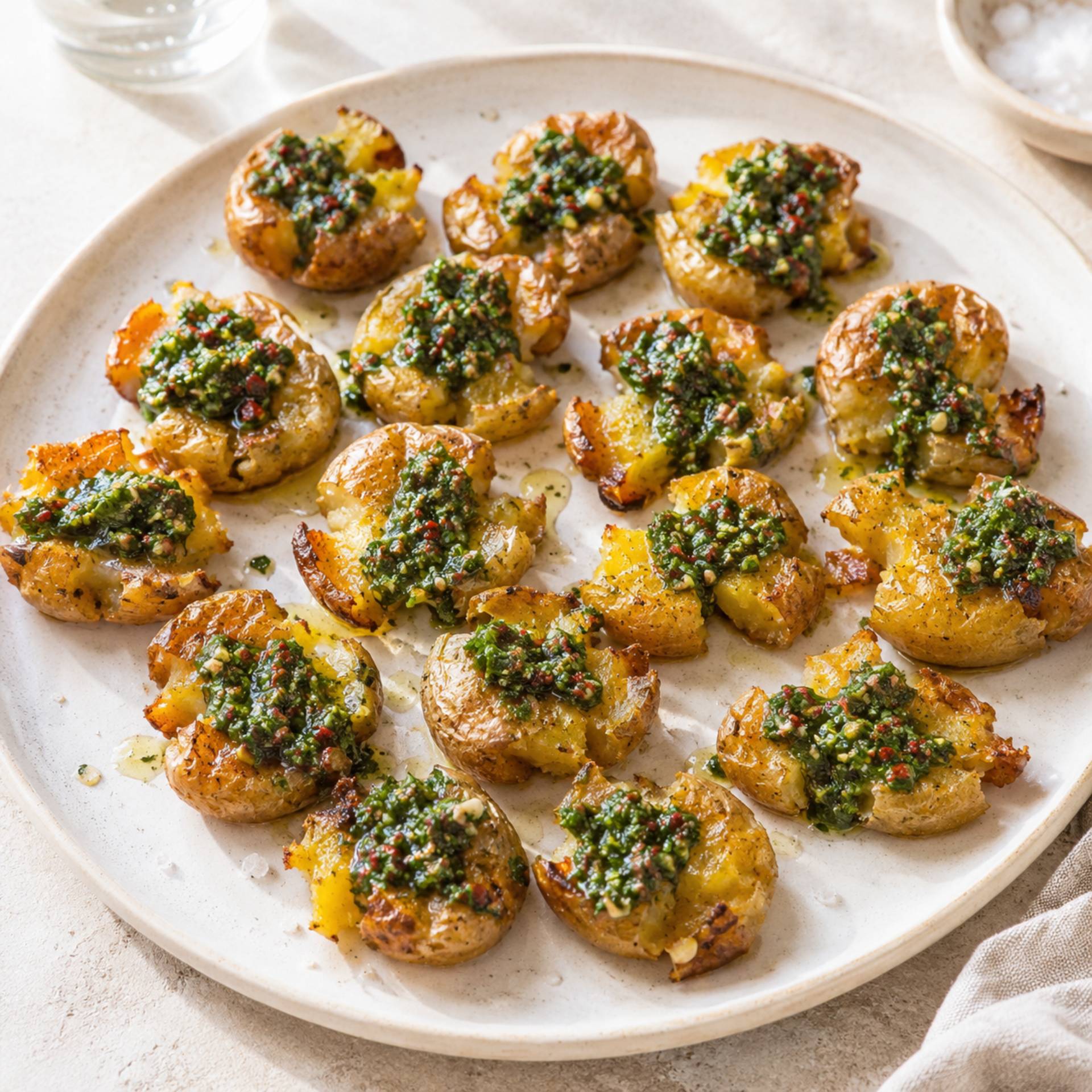 Smashed baby potatoes - Recette Crisp&Go 4P | Moulinex
