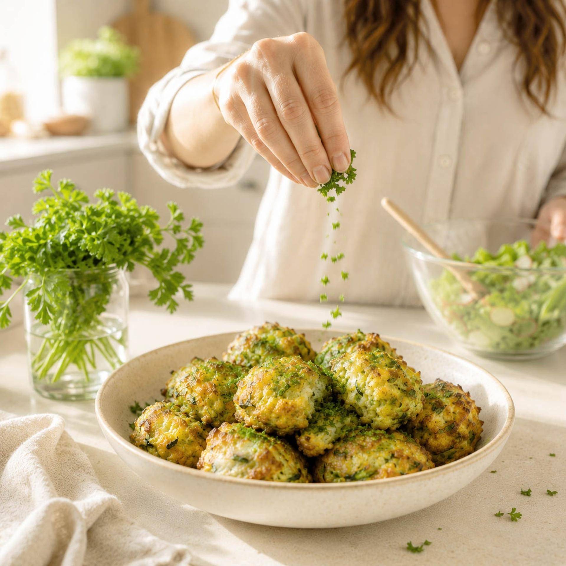 Tots de courgettes à la mozzarella fondue - Recette Easy Fry Compact | Moulinex