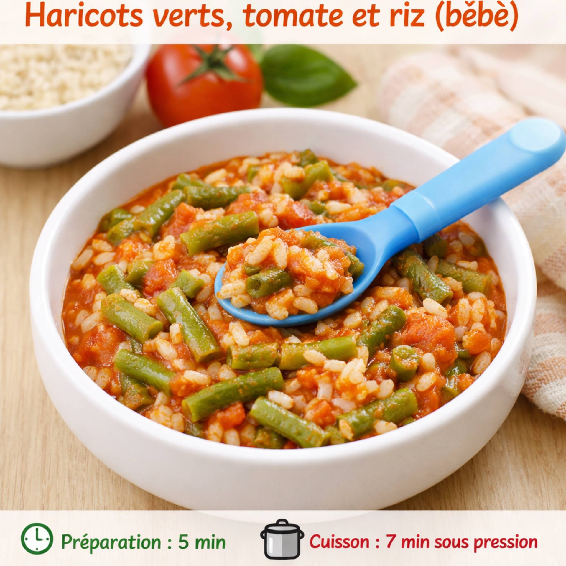 Haricots verts, riz, sauce tomate - Recette Cookeo Infinity Autostir | Moulinex