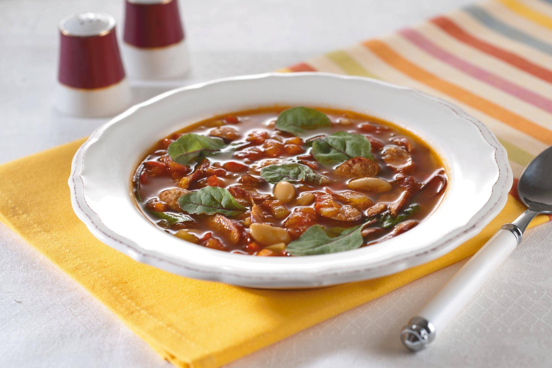 Saucisses espagnoles et soupe de haricots - Recepten Multicuiseurs | Moulinex