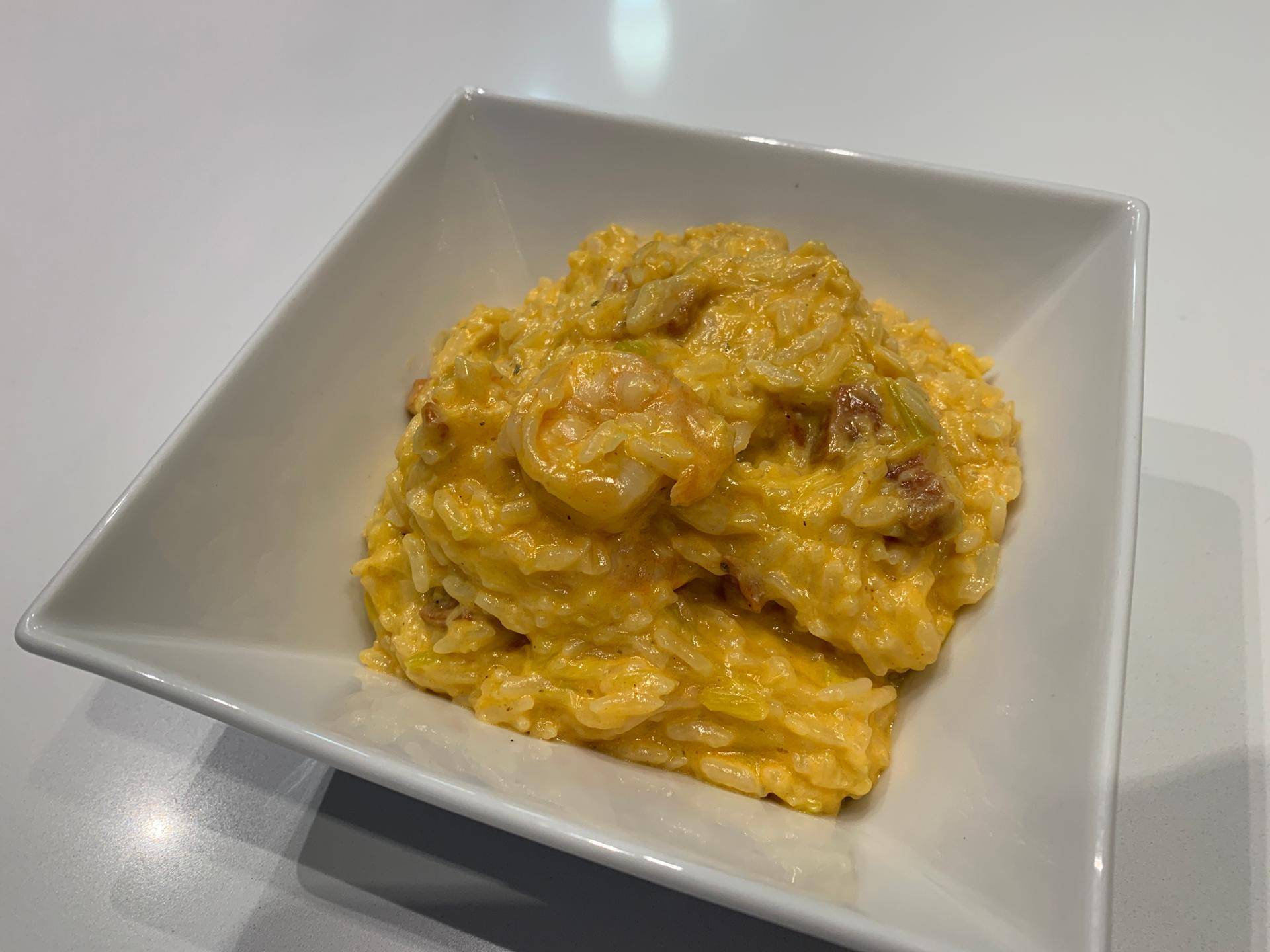 Riz aux scampis, chorizo, poireaux et mascarpone. - Recette Cookeo | Moulinex