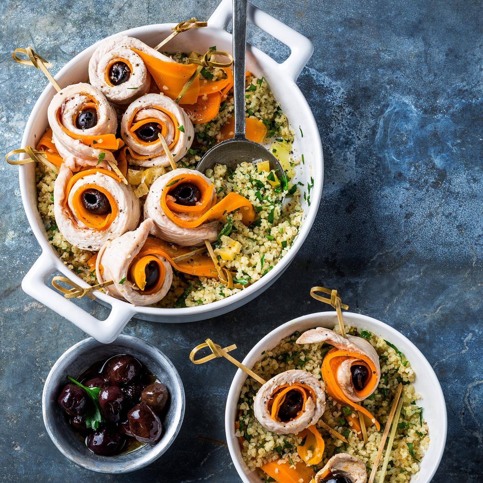 Brochettes de dinde aux carottes et boulgour - Recette EASY FRY GRILL & STEAM 3 in 1 | Moulinex