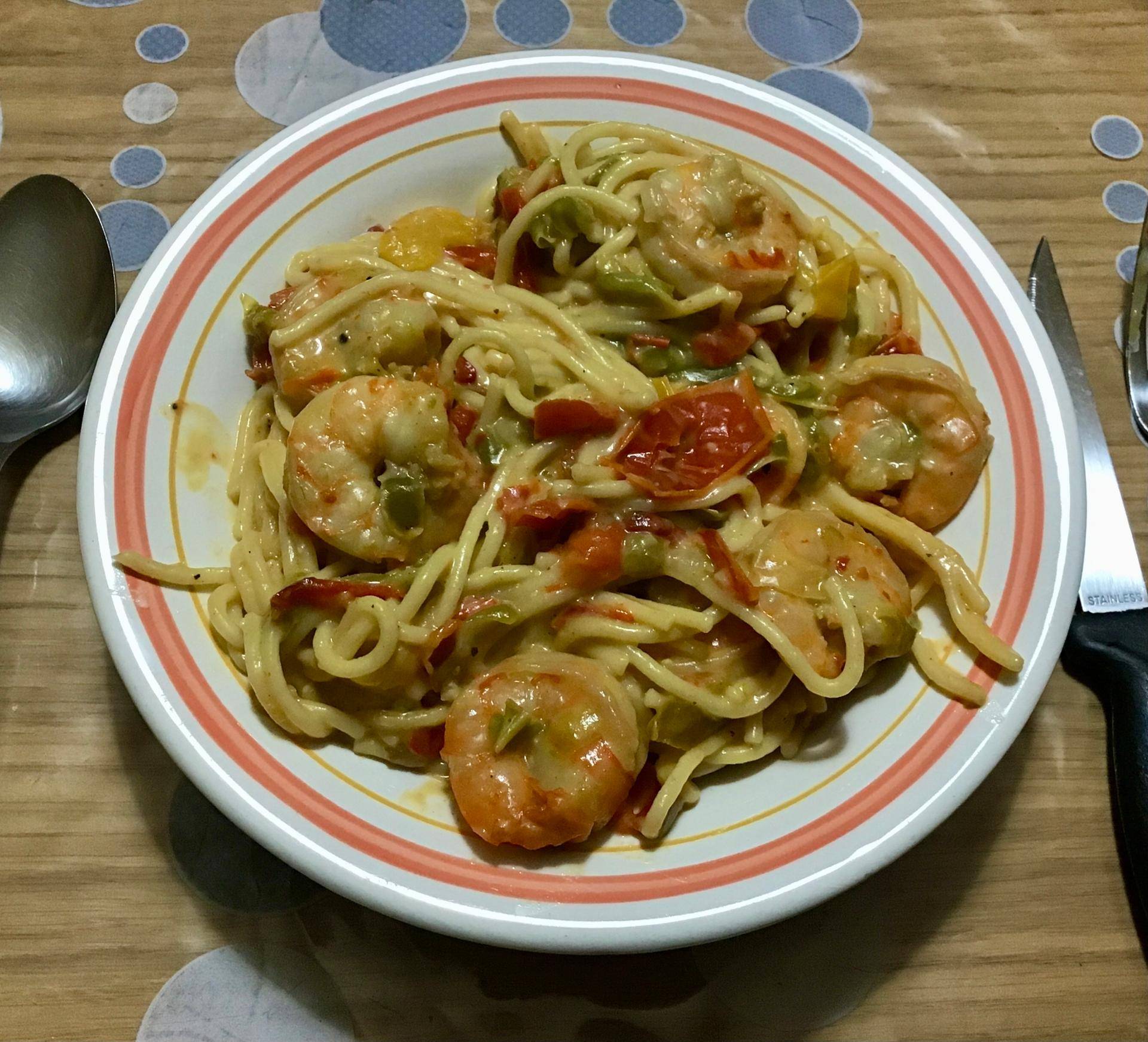 Spaghettis poivrons scampis - Recette Cookeo V3 | Moulinex