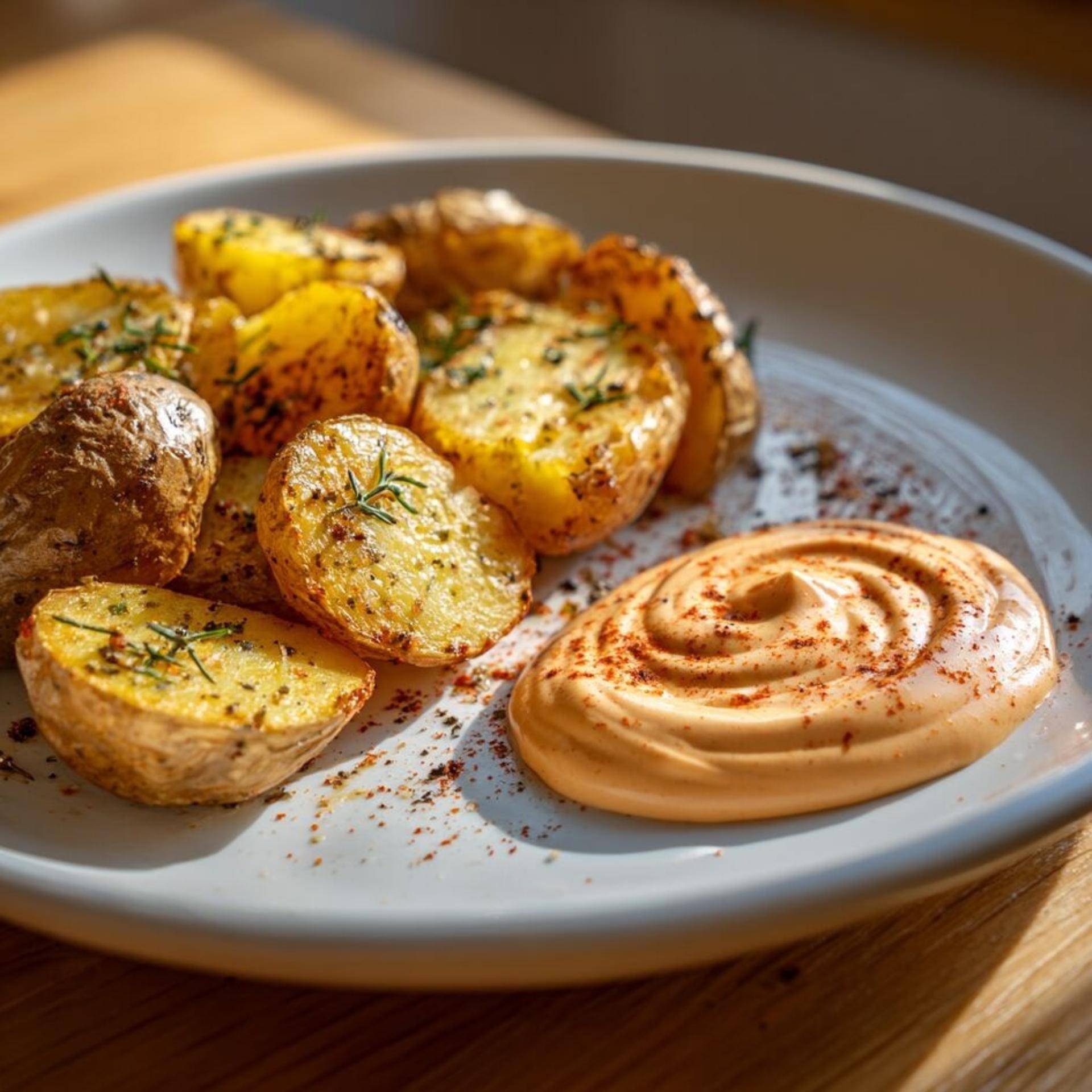 Pommes de terre grenaille dorées, mayo sriracha - Recette Companion Connect | Moulinex