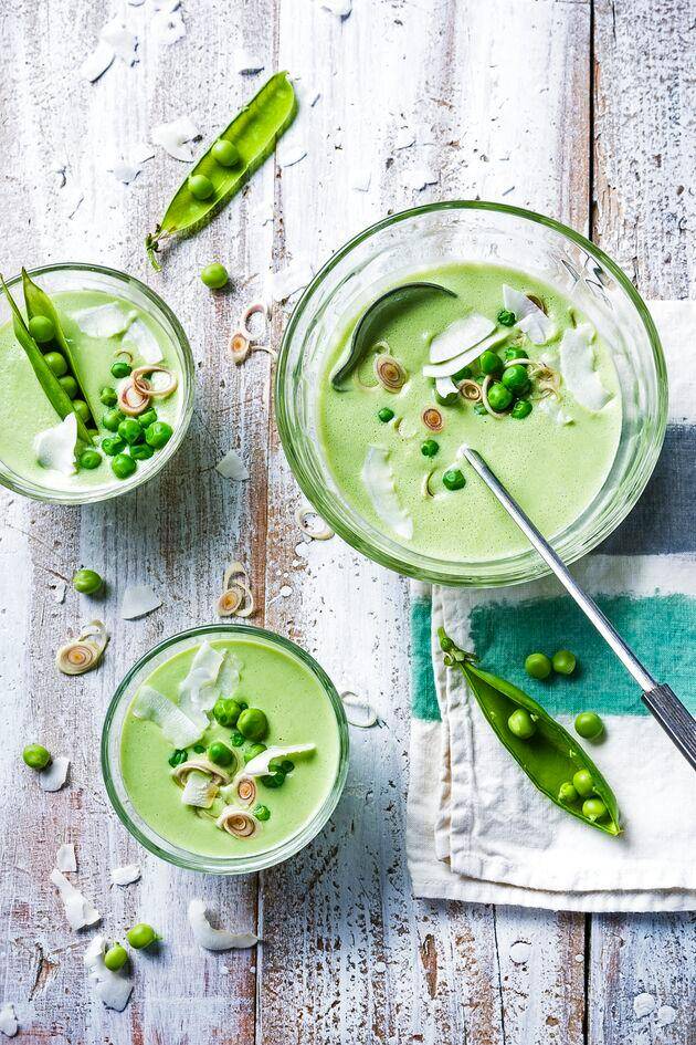 Velouté de petits pois, ricotta, basilic et pignons - Recepten Perfectmix Cook | Moulinex