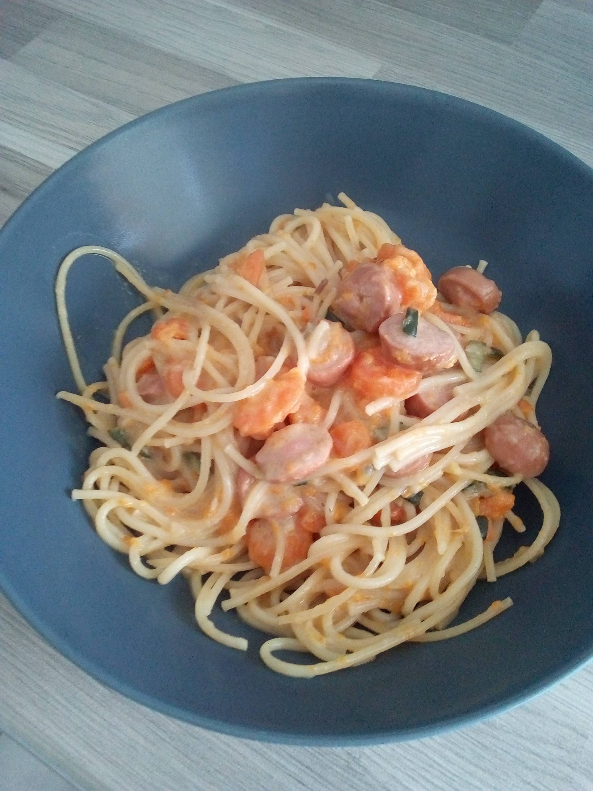 Spaghetti légumes saucisses - Recepten Cookeo | Moulinex