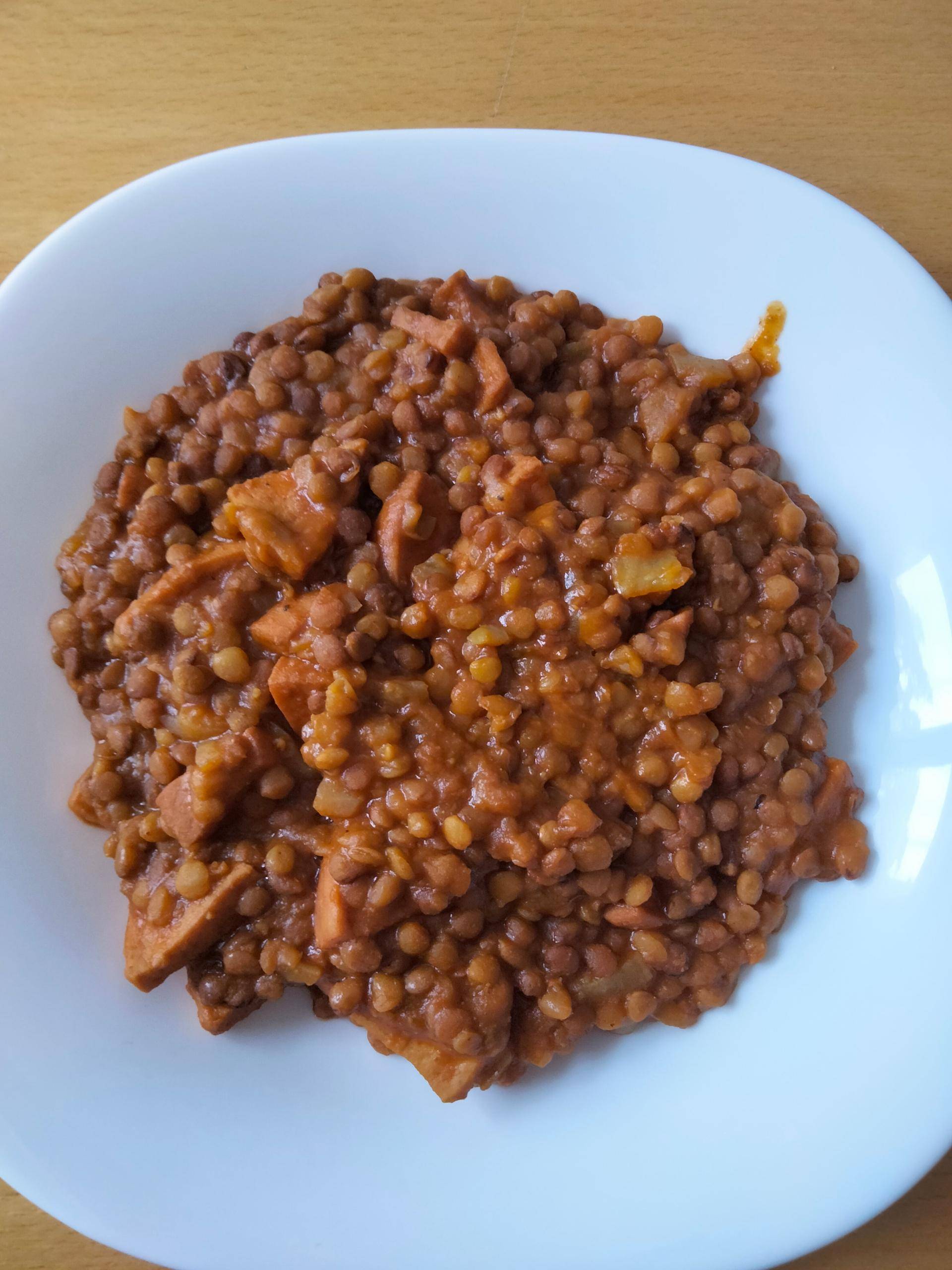 Lentilles et cervelas aux épices - Recepten Cookeo | Moulinex
